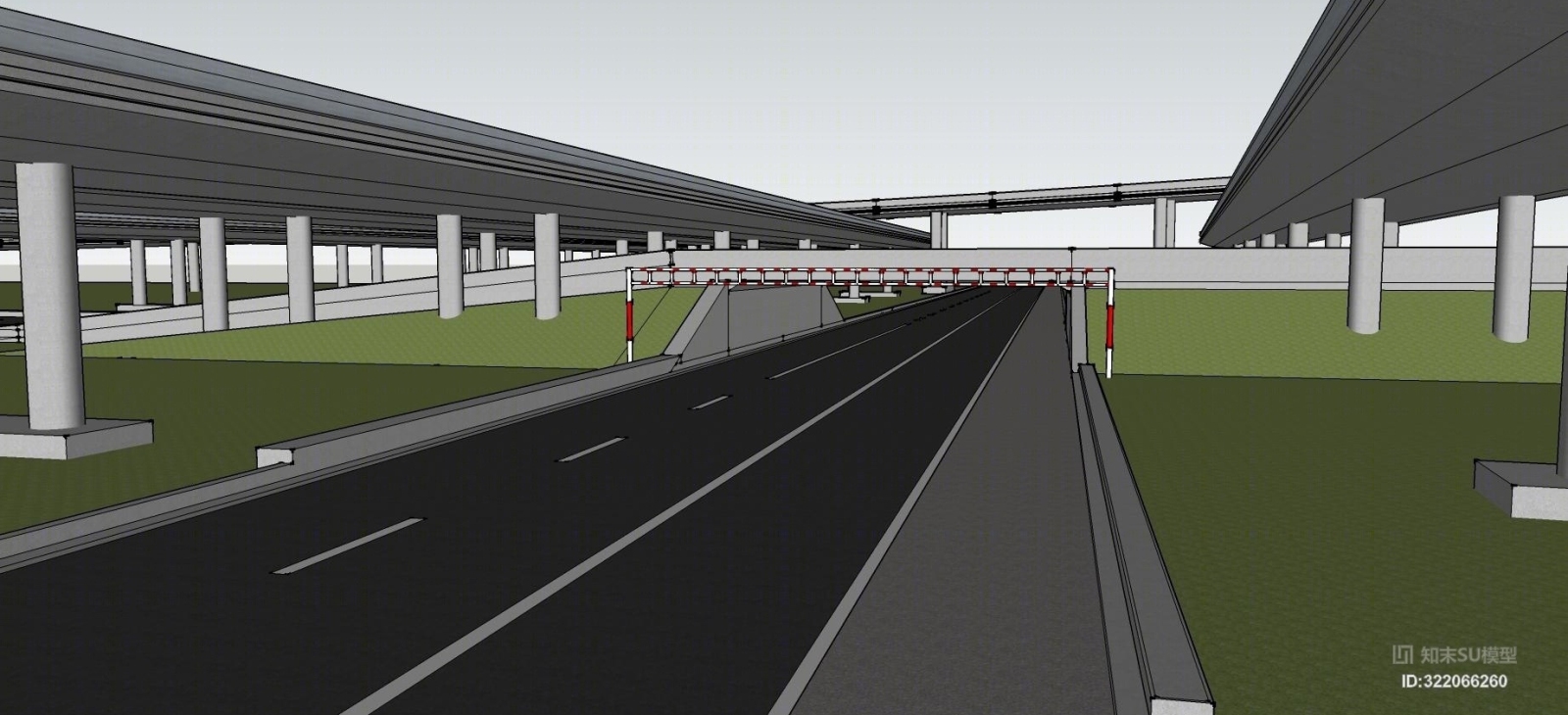 下穿通道，马路，道路，高架桥，人行道SU模型下载【ID:322066260】