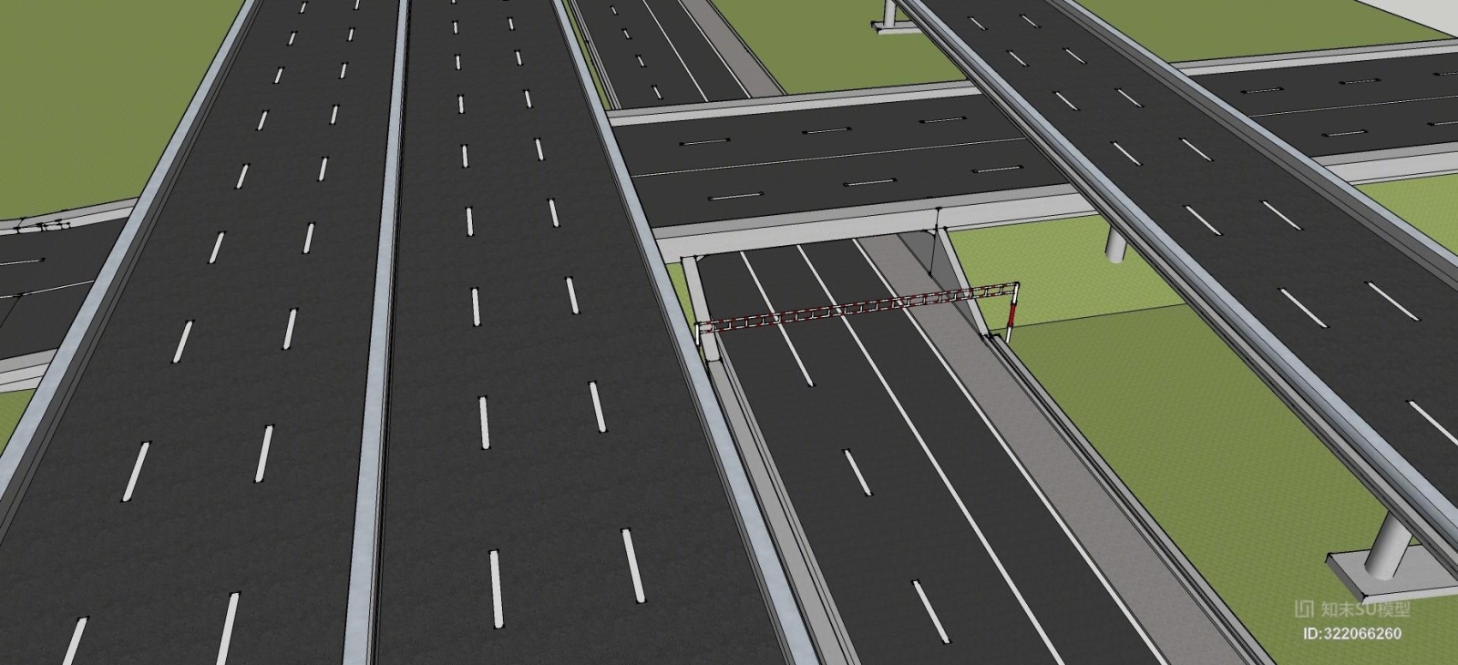 下穿通道，马路，道路，高架桥，人行道SU模型下载【ID:322066260】