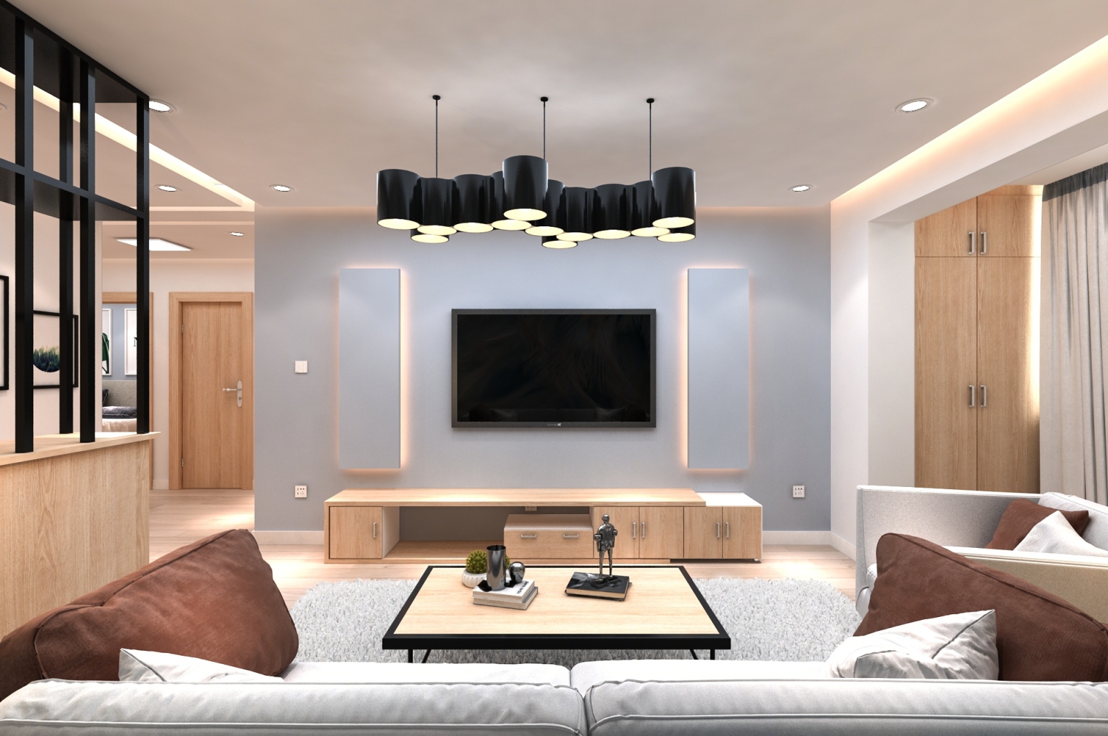 现代客厅3D模型下载【ID:922069787】