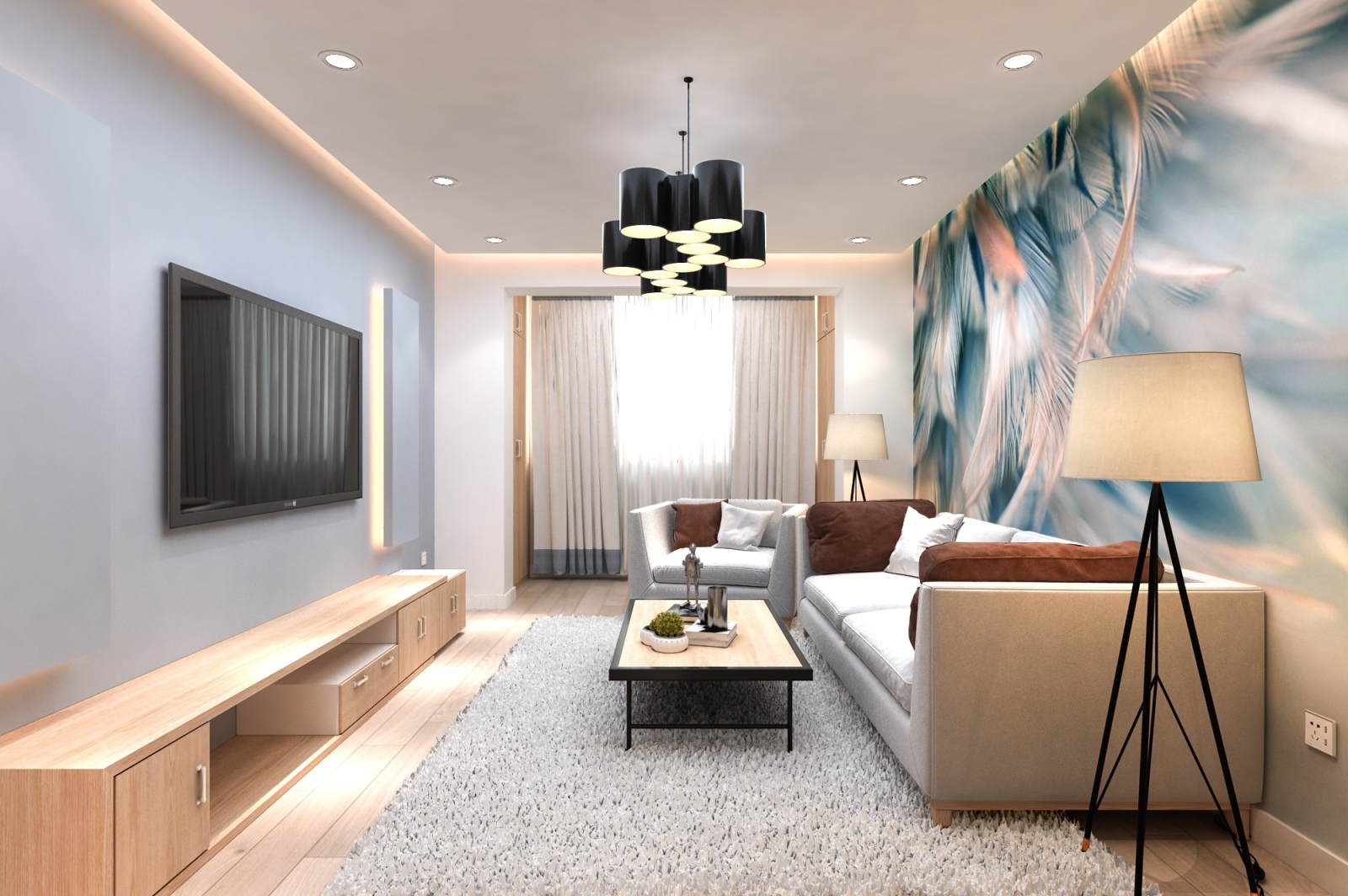 现代客厅3D模型下载【ID:922069787】