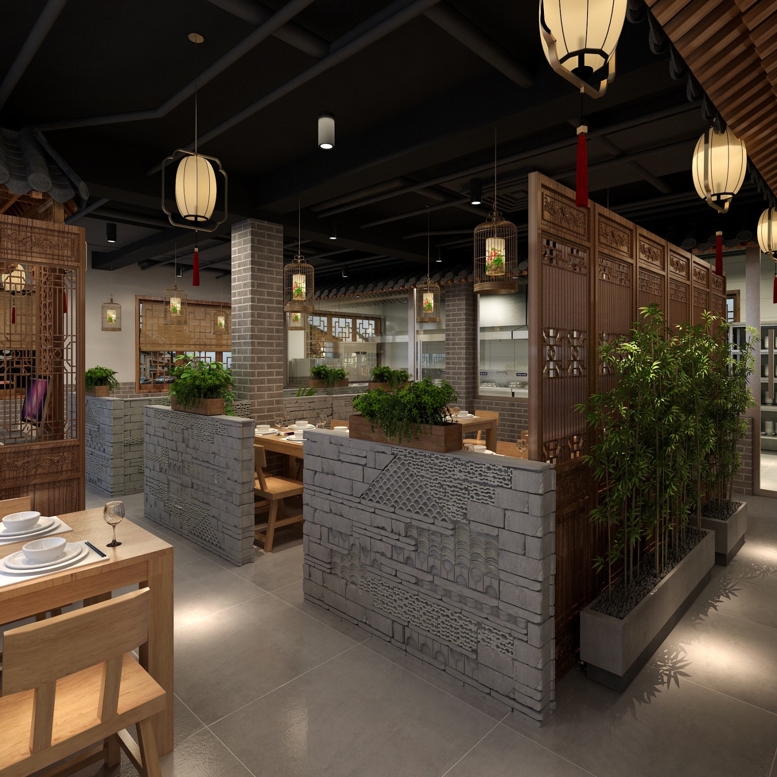 新中式茶餐厅3d模型下载【id:322070171】_知末3d模型网