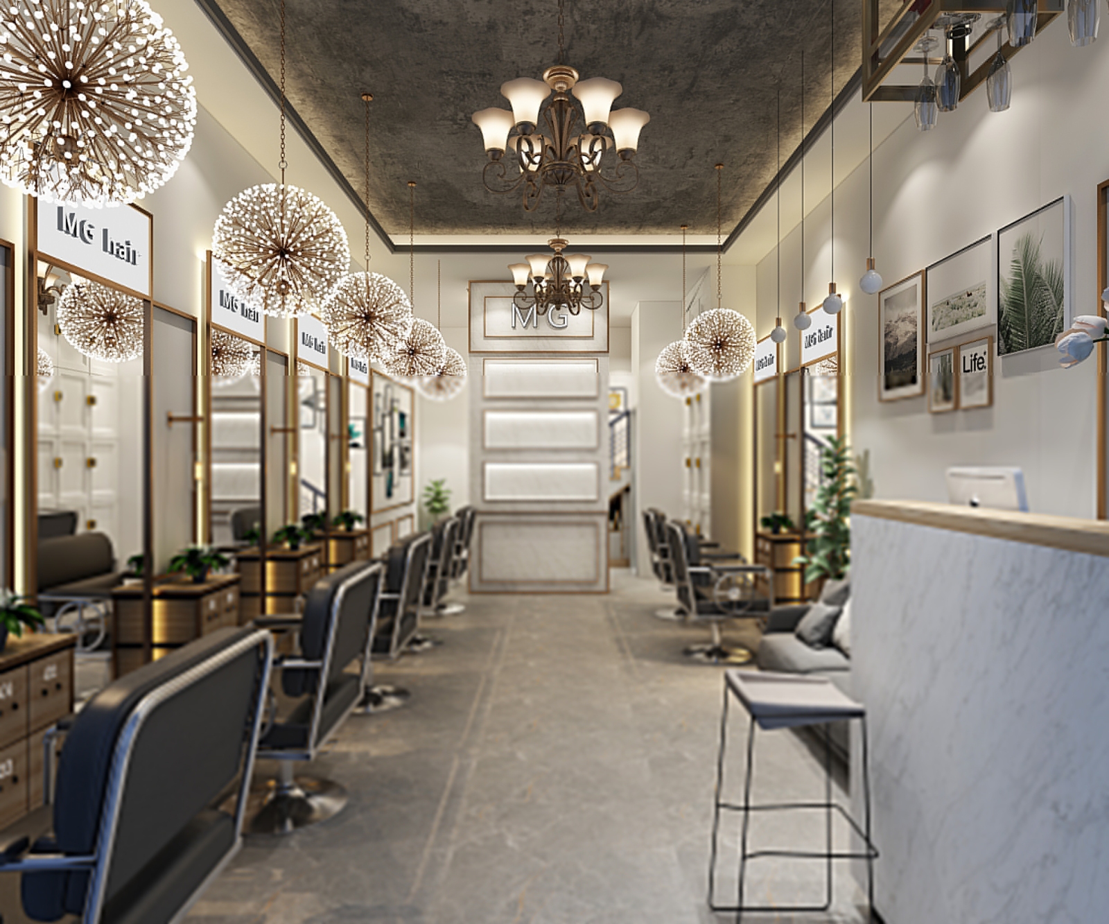 轻工业现代理发店3D模型下载【ID:522125265】