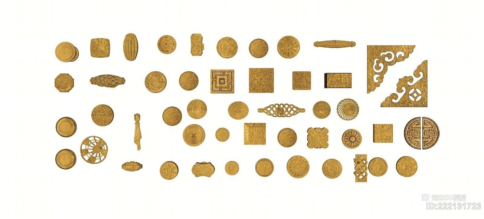 五金把手组合SU模型下载【ID:222131723】