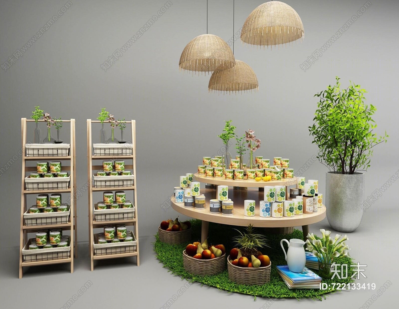 现代水果罐头展架组合3D模型下载【ID:722133419】