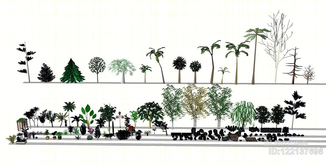 室外植物SU模型下载【ID:122137698】