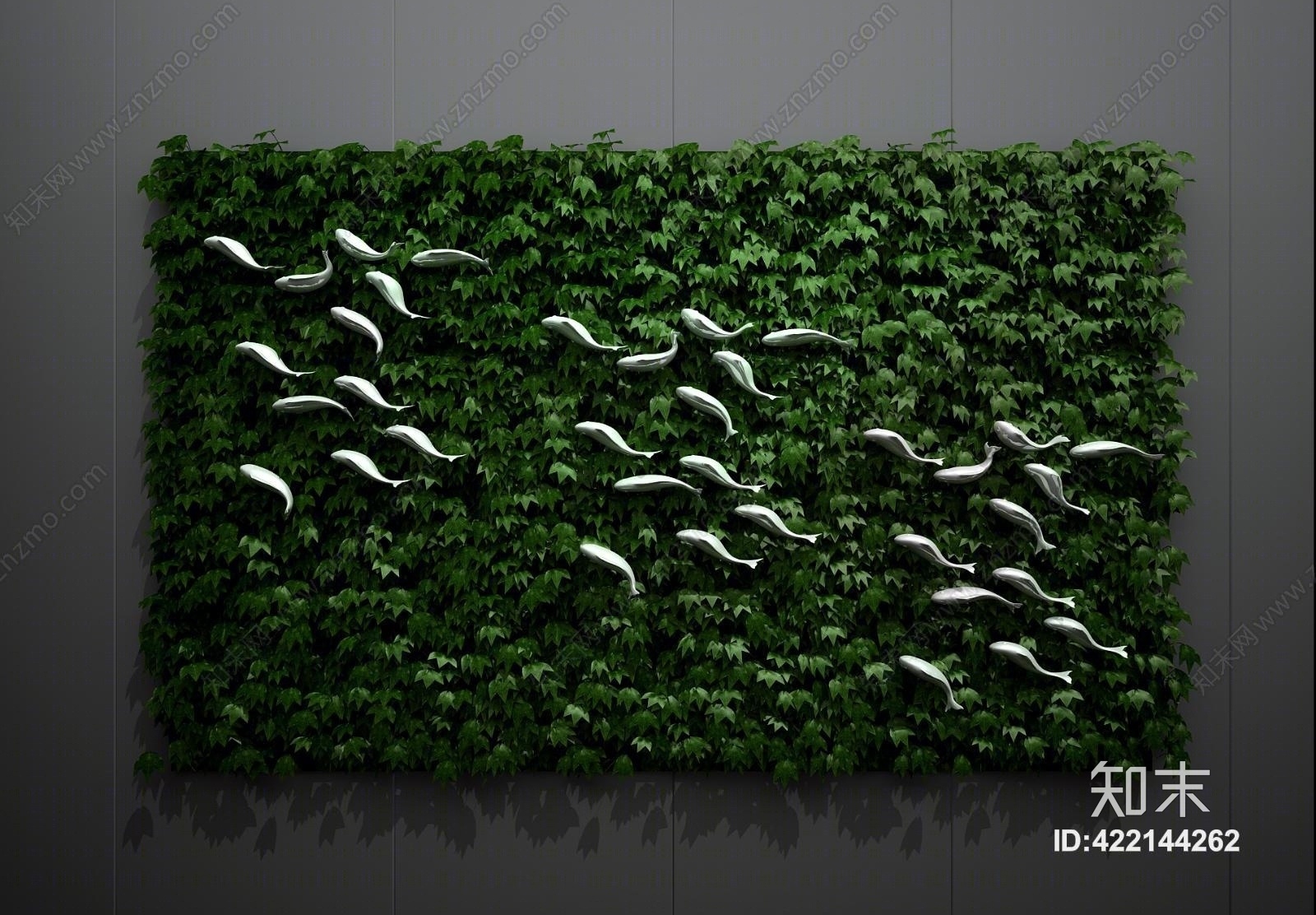 现代绿植墙3D模型下载【ID:422144262】