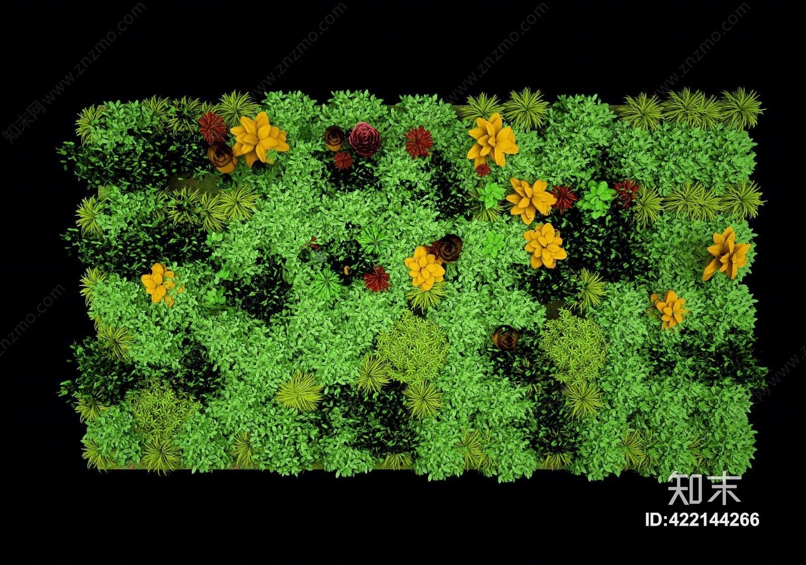 现代植物背景墙3D模型下载【ID:422144266】