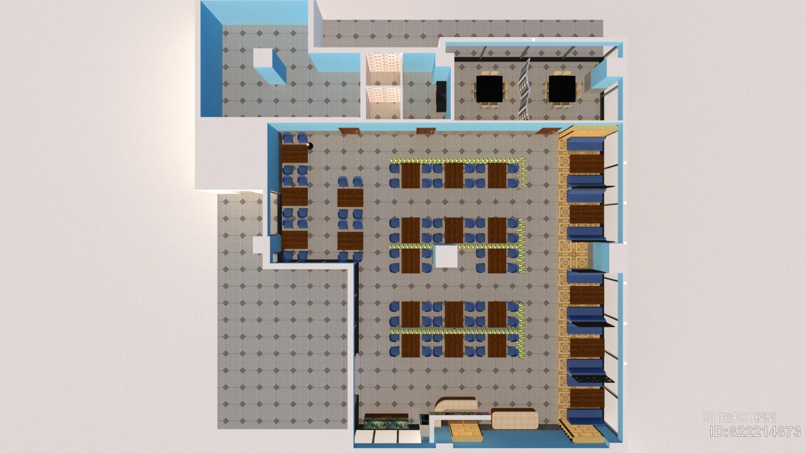 现代火锅店SU模型下载【ID:822214873】