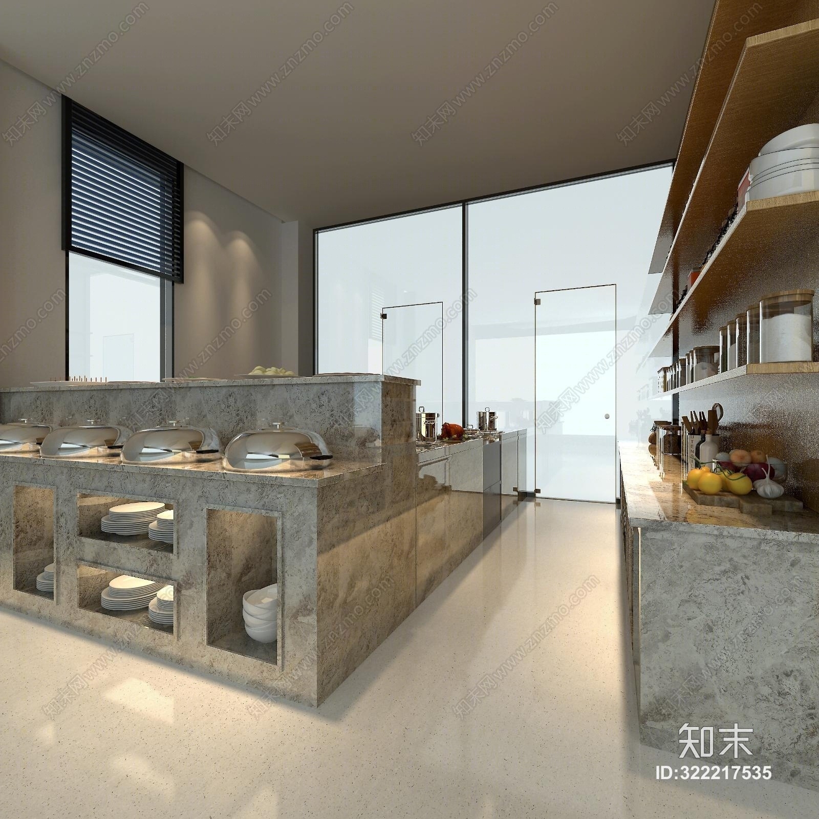 北欧自助餐厅取餐台3D模型下载【ID:322217535】