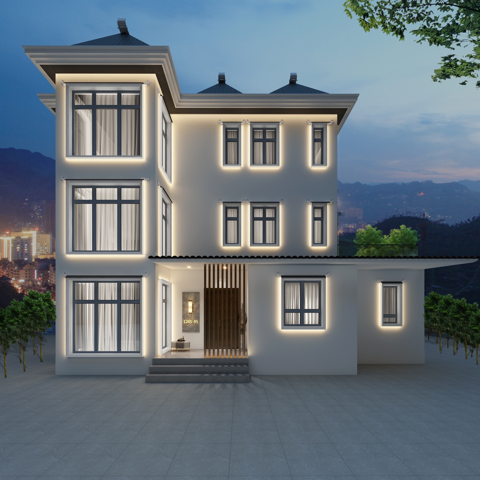 现代别墅外景3d模型下载【id:322220503】