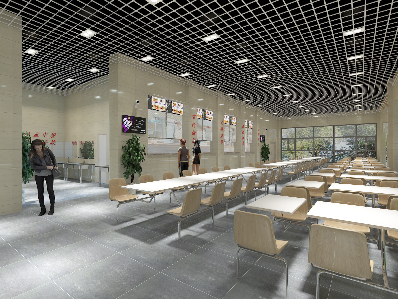 现代食堂大厅3D模型下载【ID:722247745】