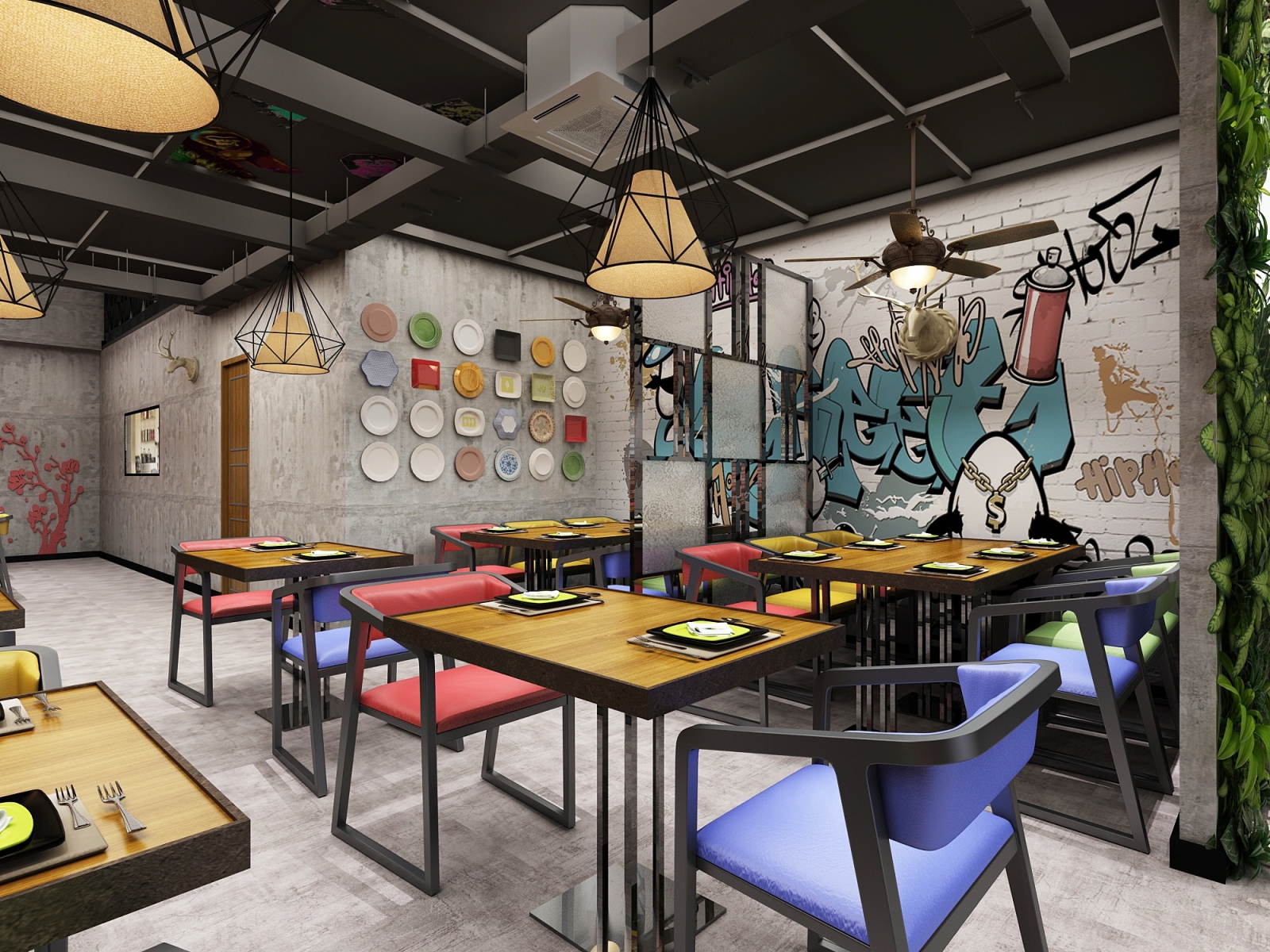 工业风餐厅3D模型下载【ID:722250942】