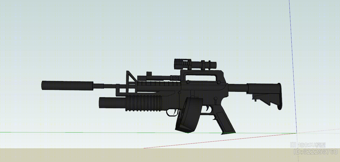 M4A1弹鼓100型SU模型下载【ID:822258760】