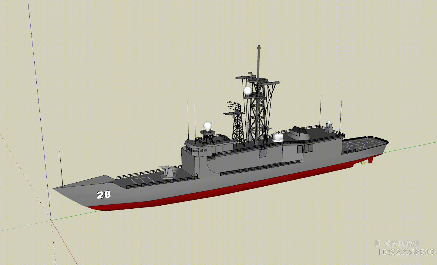墨菲素材之驱逐舰SU模型下载【ID:822258596】