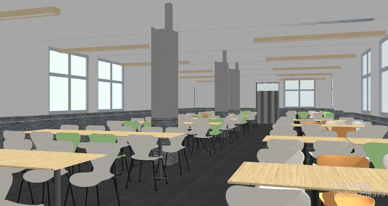 某学校学生食堂SU模型下载【ID:922259573】