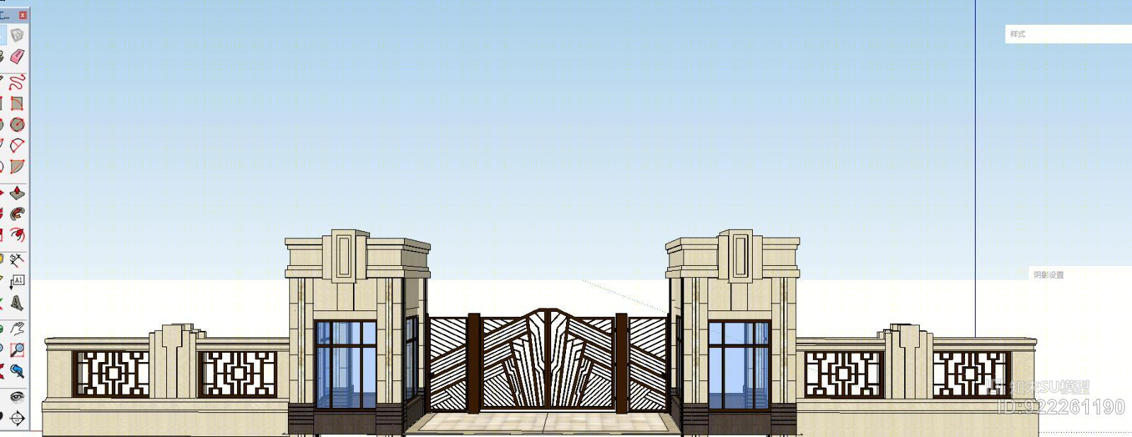 欧式+大门+消防门+围墙+门卫SU模型下载【ID:922261190】