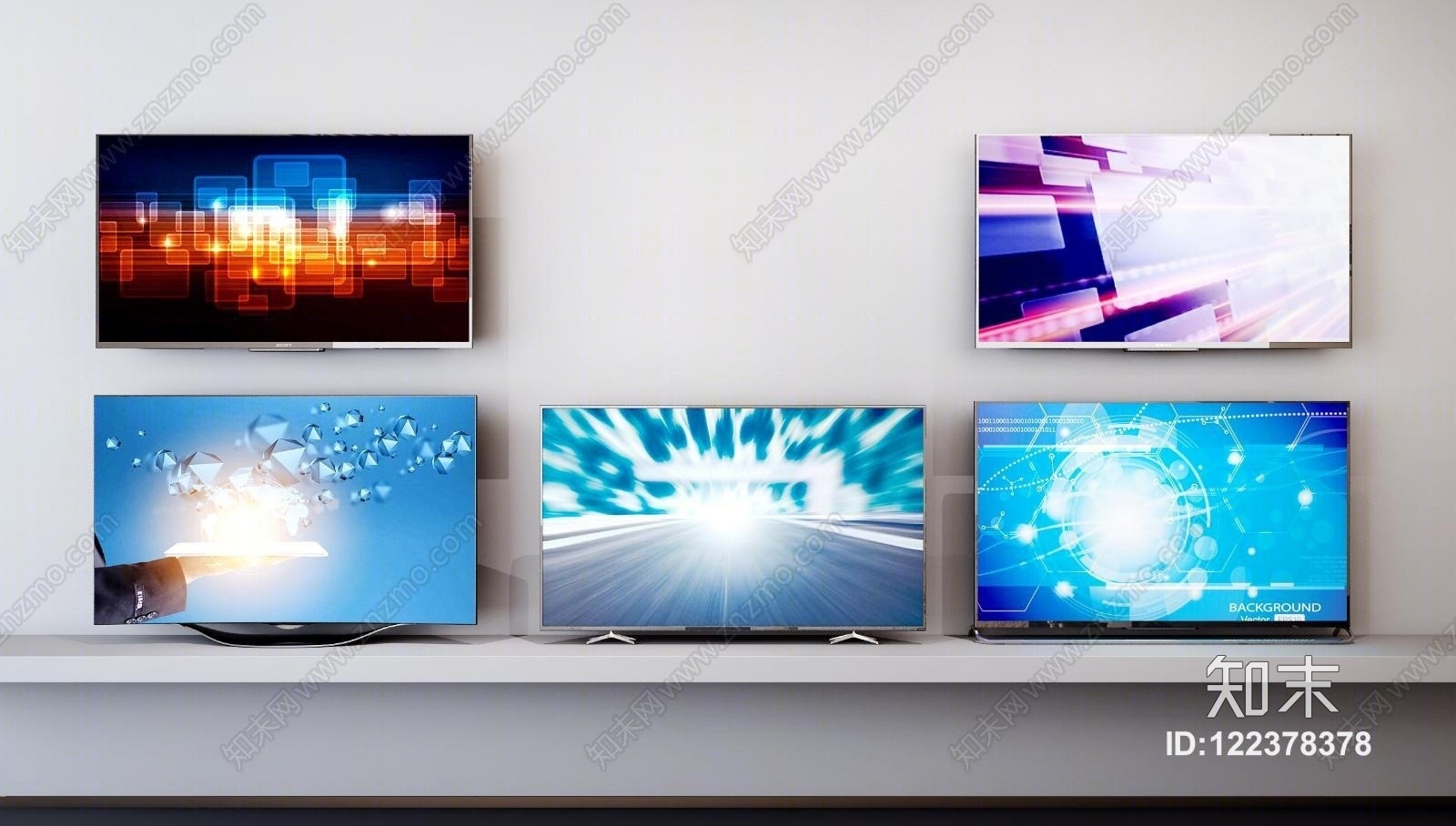 电视机组合3D模型下载【ID:122378378】