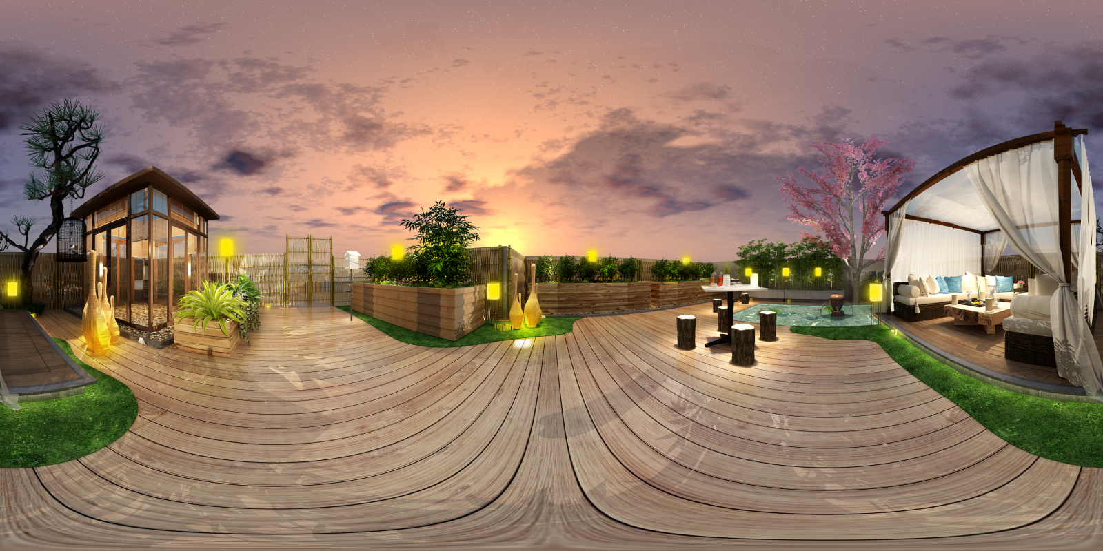 禅意中式屋顶阳台vr模型下载【id:922386108】