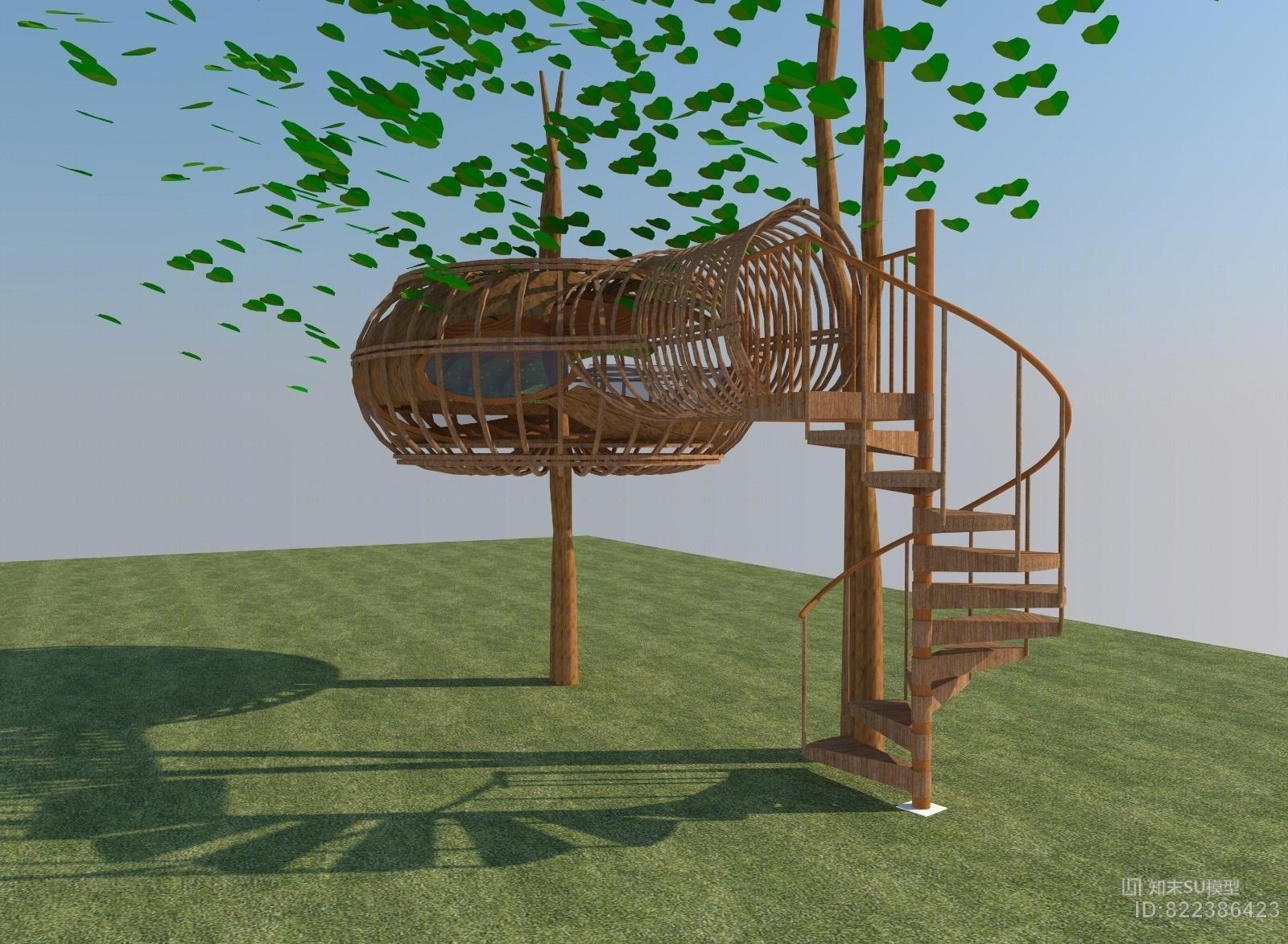 精品民宿酒店树屋SU模型下载【ID:822386423】