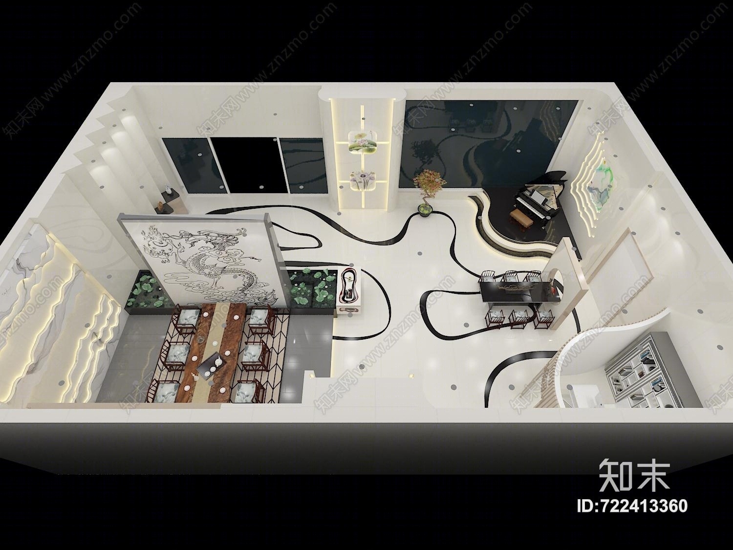 其他混搭展厅桌椅3D模型下载【ID:722413360】