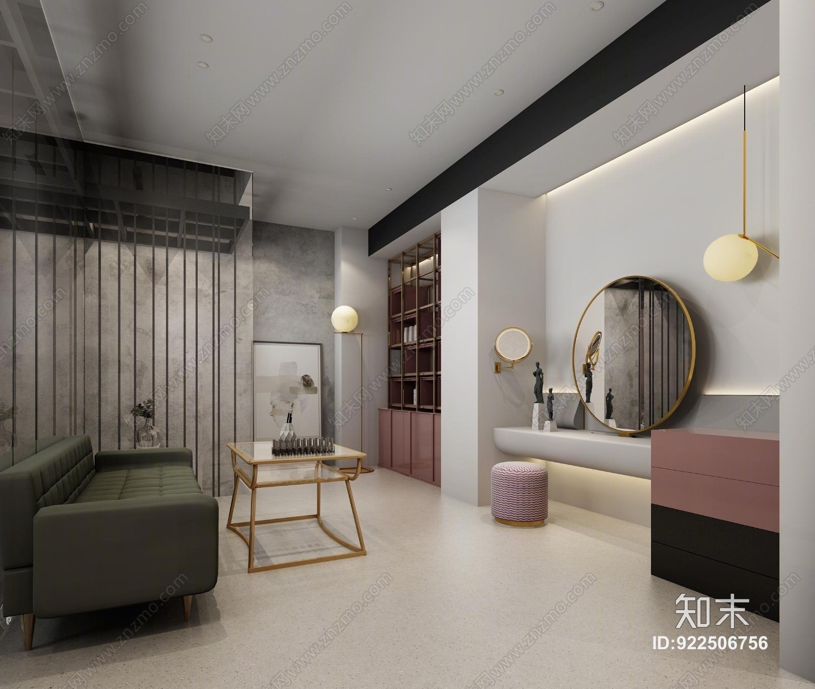 工业风创意理发店3D模型下载【ID:922506756】