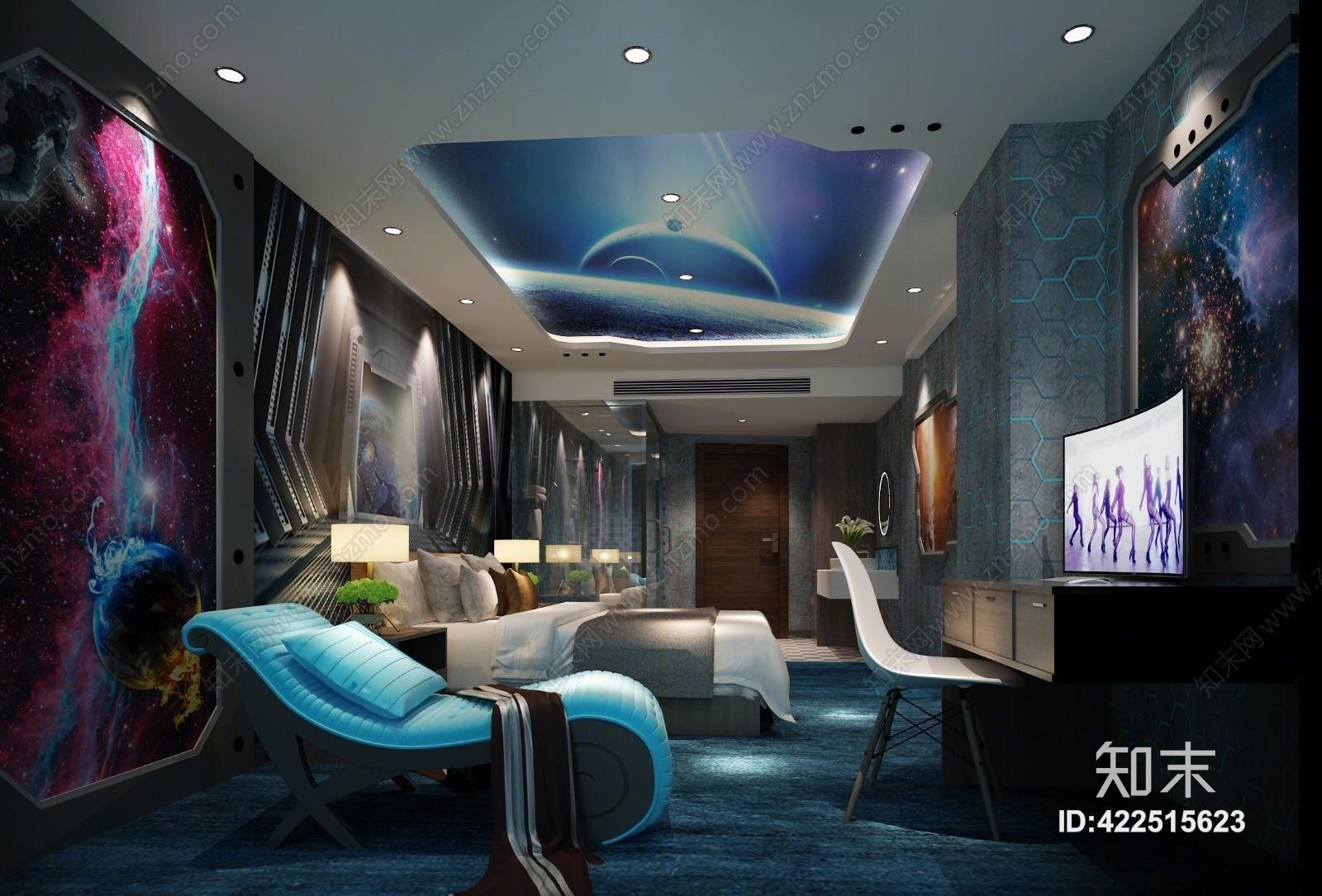 现代太空舱酒店包房3D模型下载【ID:422515623】