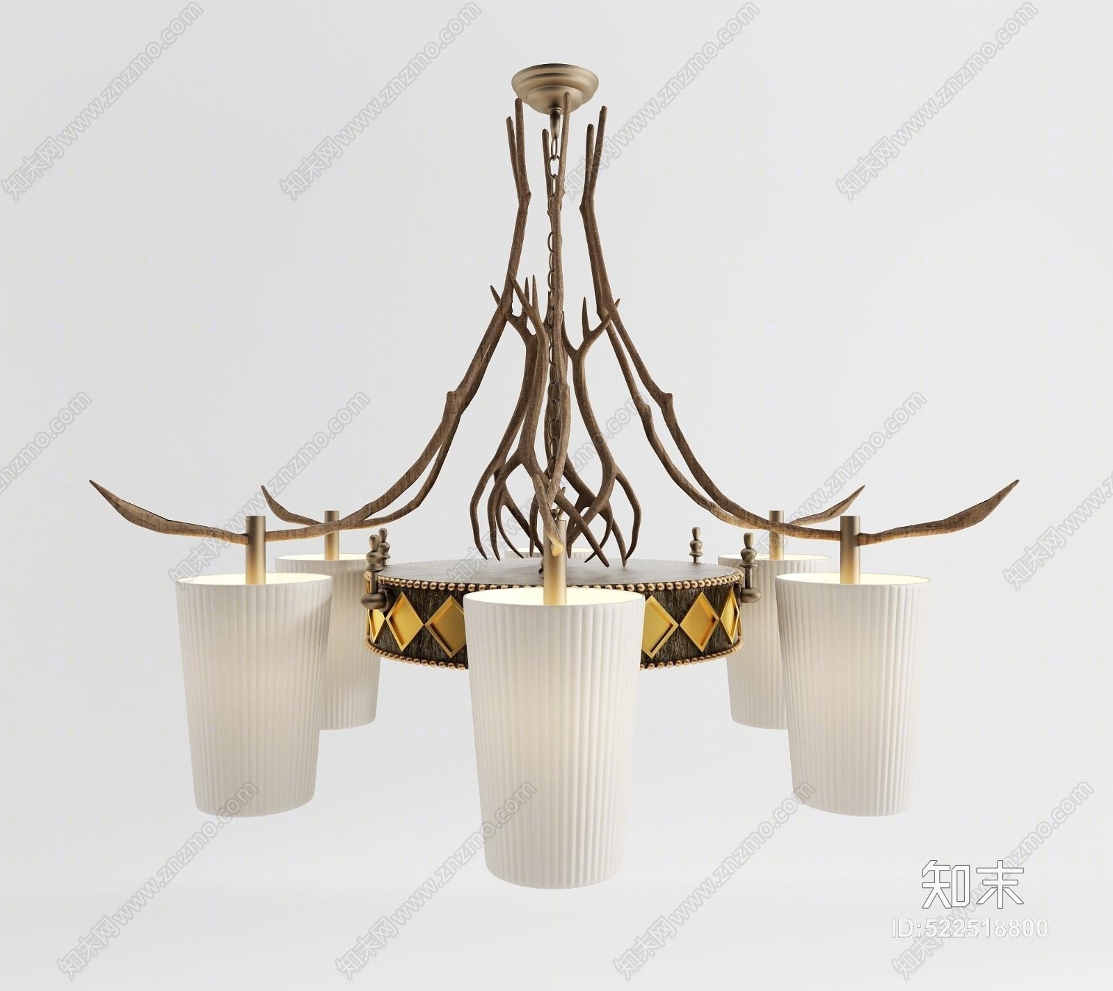 美式田园吊灯3D模型下载【ID:522518800】