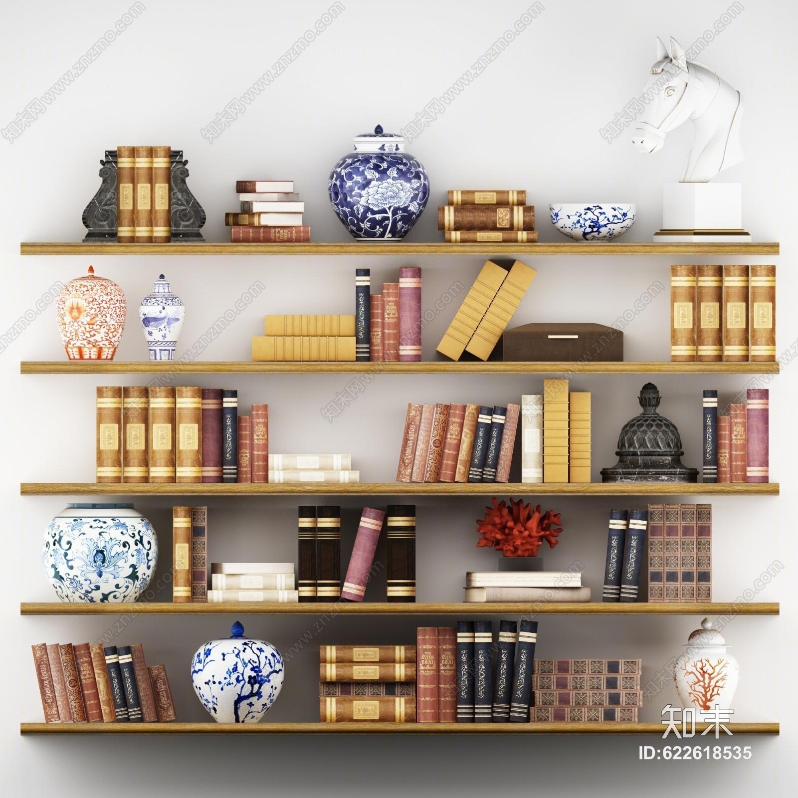 美式书籍装饰品3D模型下载【ID:622618535】