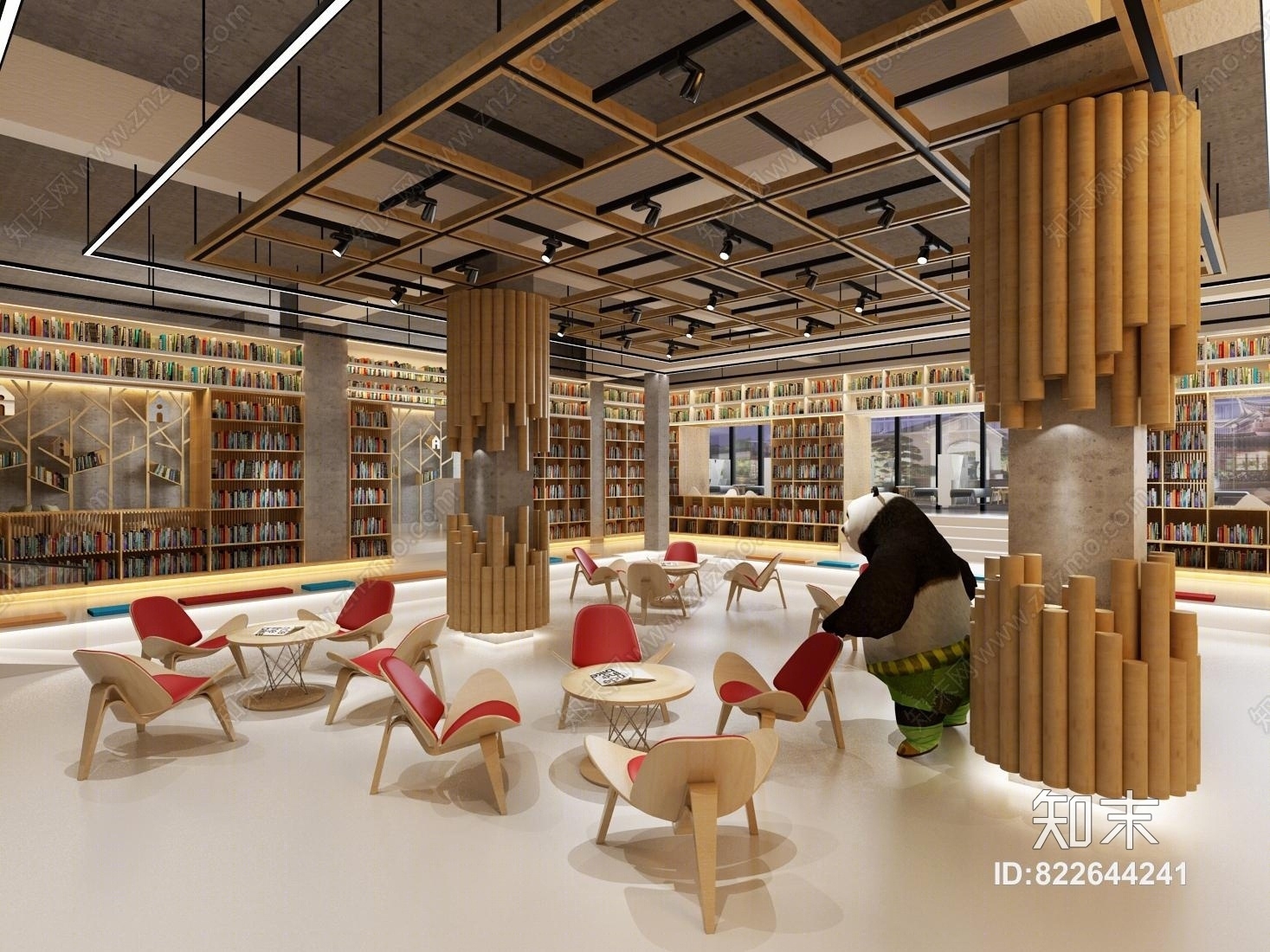 现代图书室3D模型下载【ID:822644241】