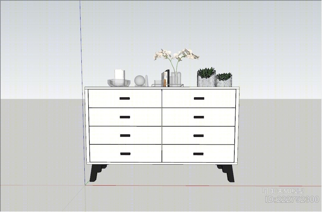 现代斗柜装饰柜SU模型下载【ID:222752300】