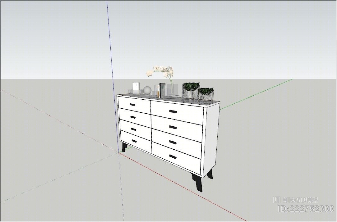 现代斗柜装饰柜SU模型下载【ID:222752300】