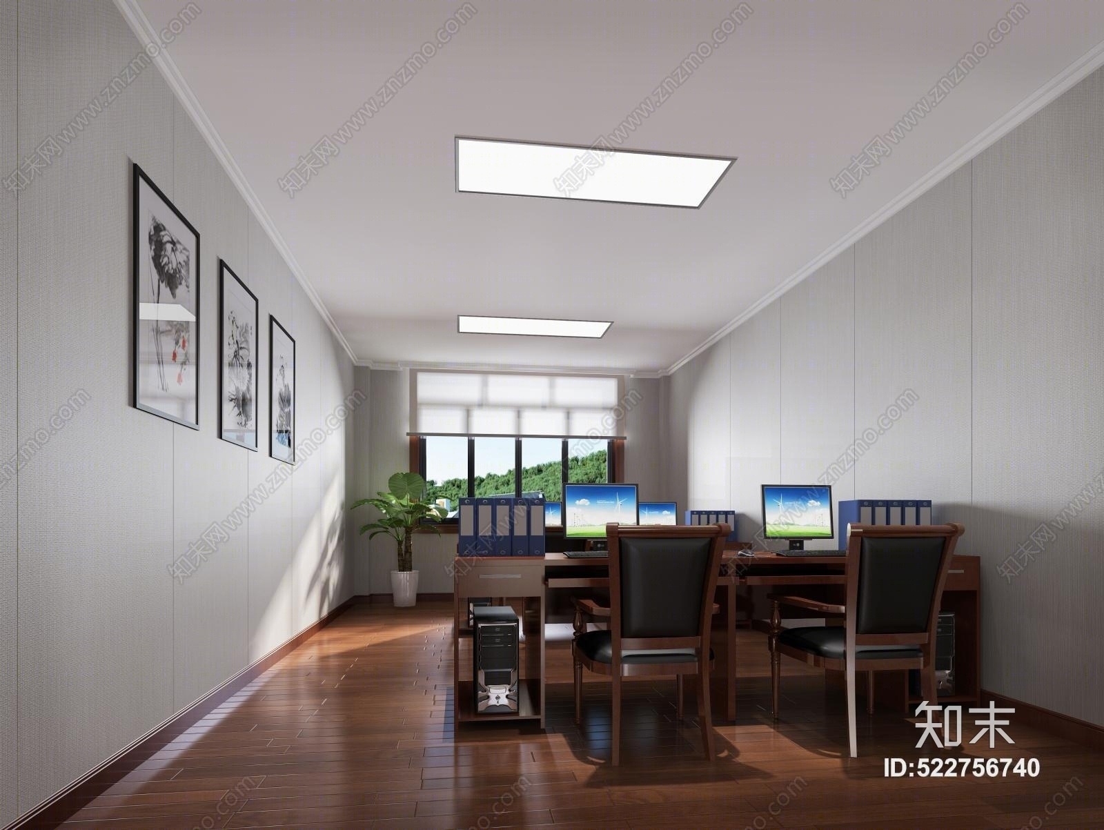 现代单位办公室3D模型下载【ID:522756740】