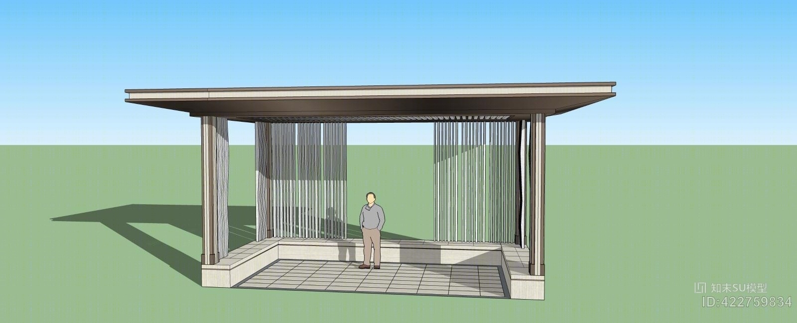 现代简约风格亭子SU模型下载【ID:422759834】