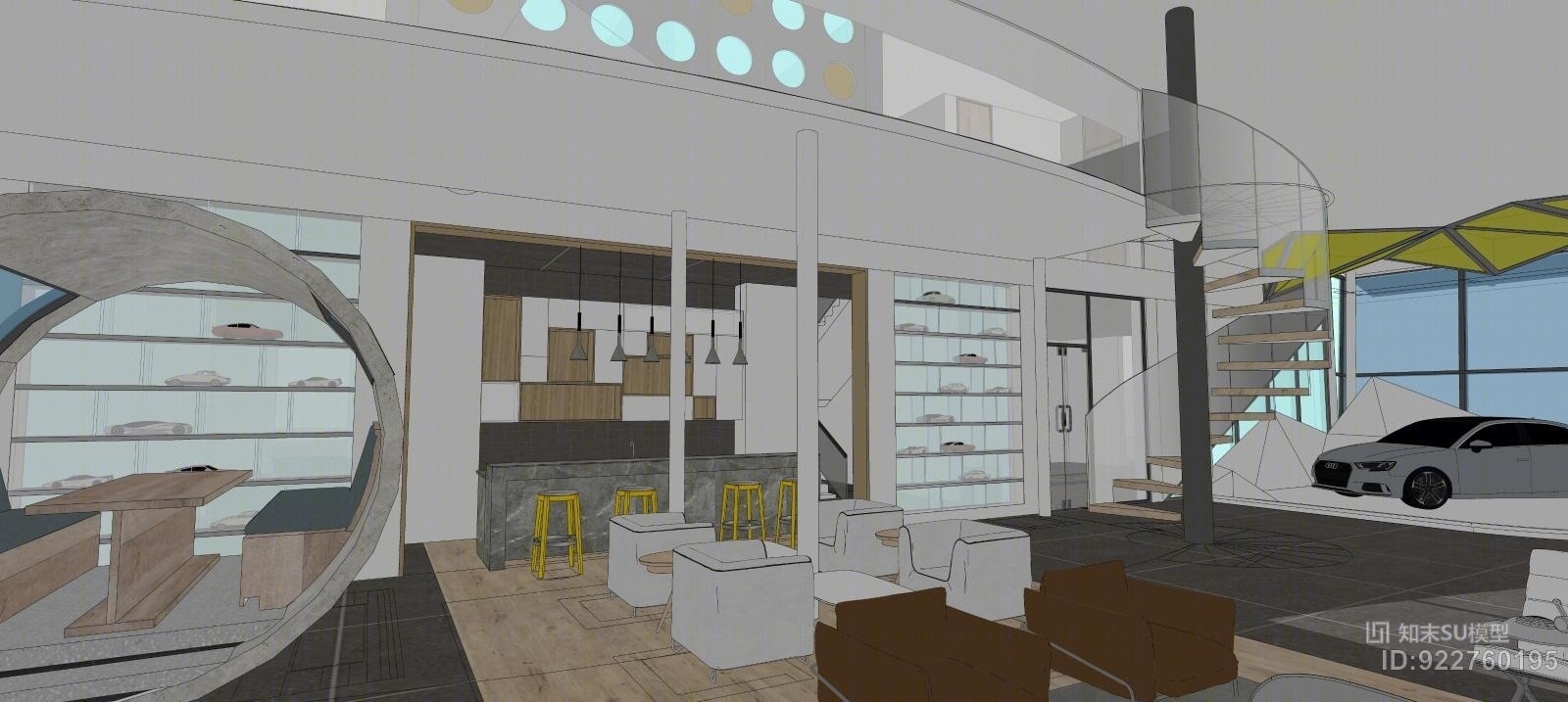 4s店展厅设计SU模型下载【ID:922760195】