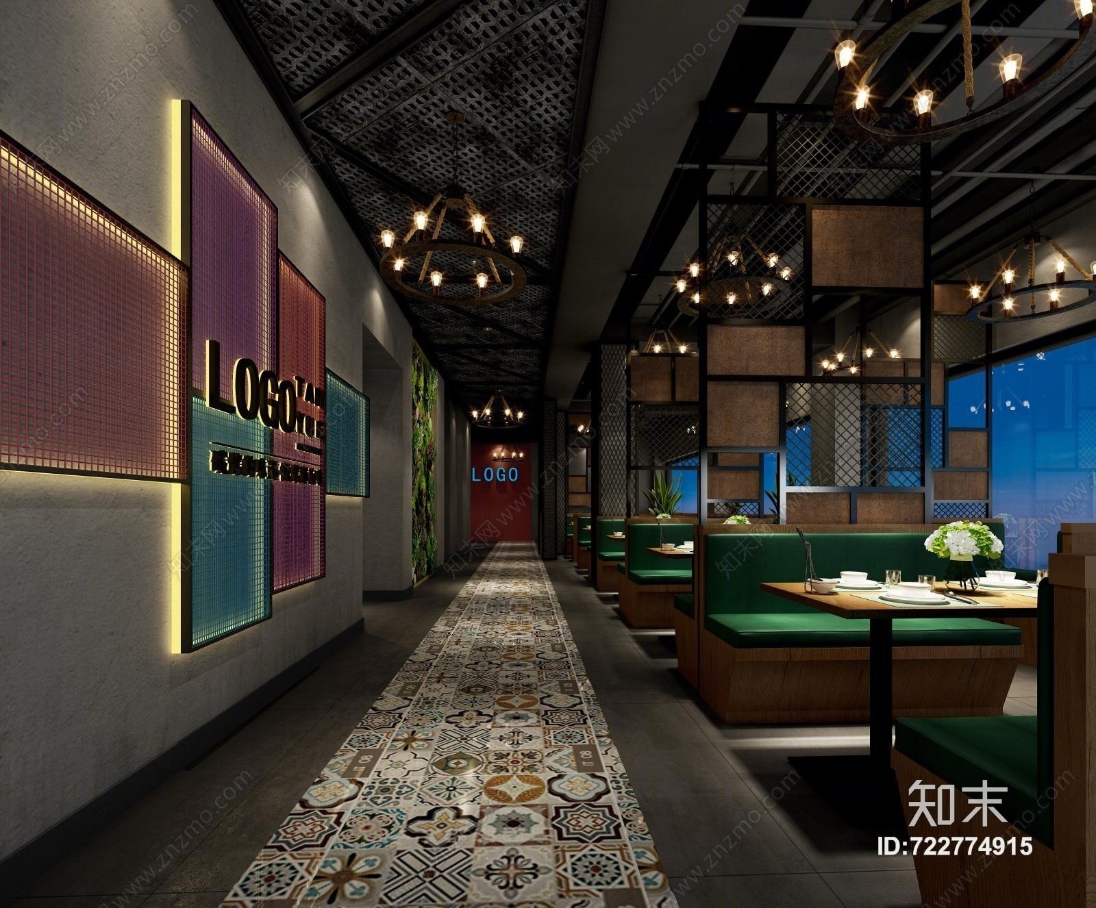 工业风餐厅3D模型下载【ID:722774915】
