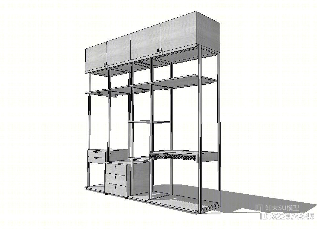 现代风格陈列柜SU模型下载【ID:322874346】