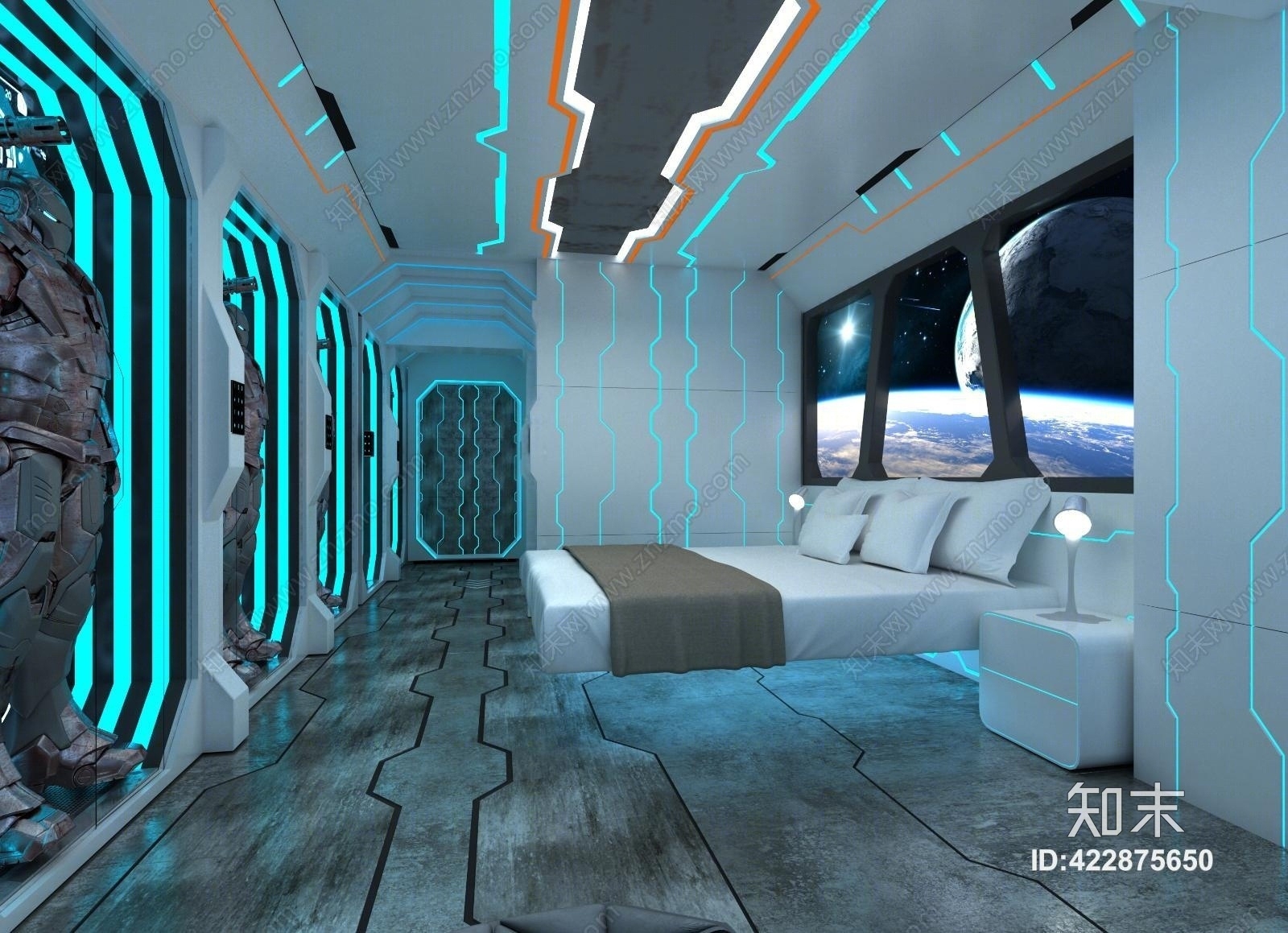 现代酒店太空舱主题房3D模型下载【ID:422875650】