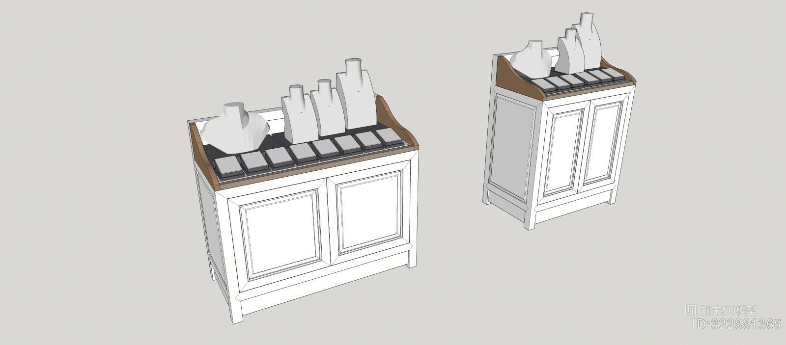 中式展示柜-陈列柜-珠宝柜SU模型下载【ID:322881365】