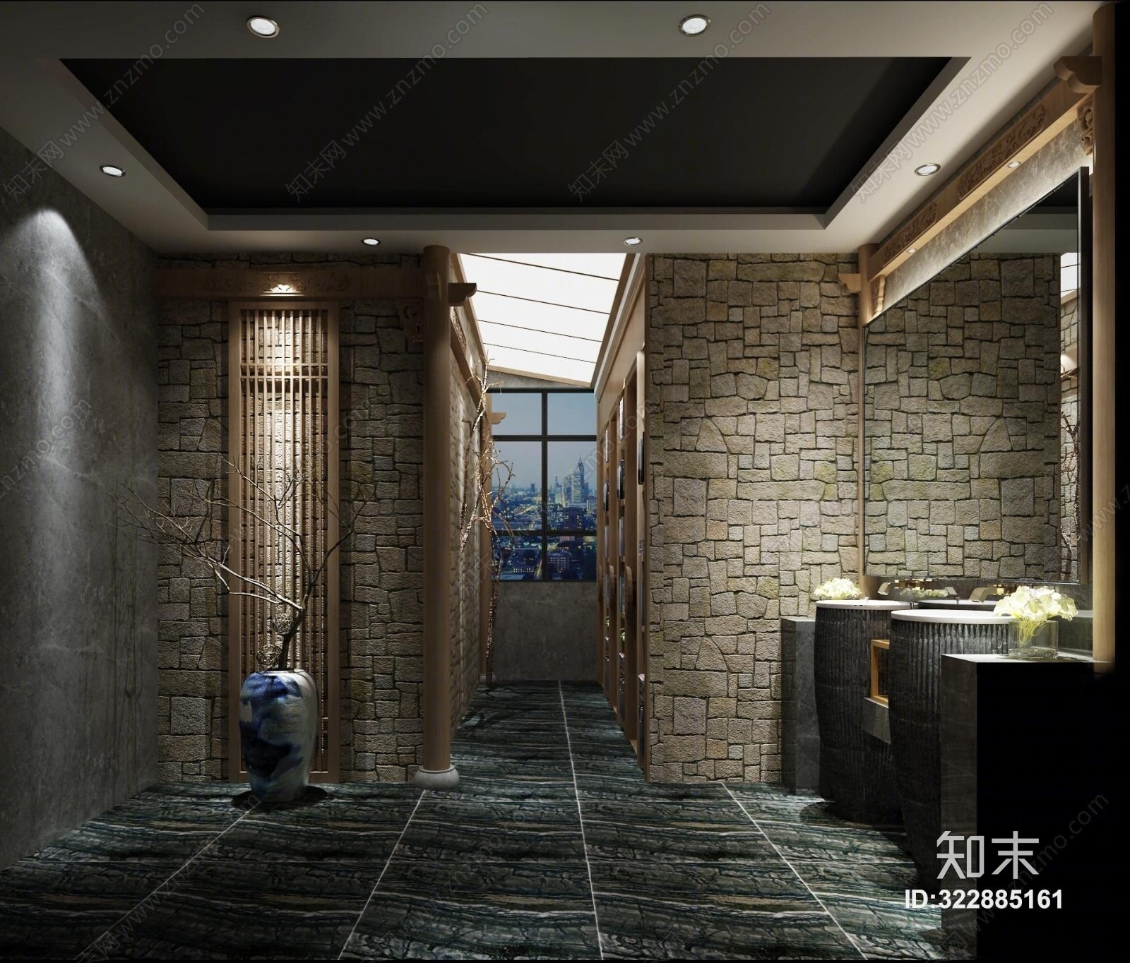 禅意中式卫生间3D模型下载【ID:322885161】