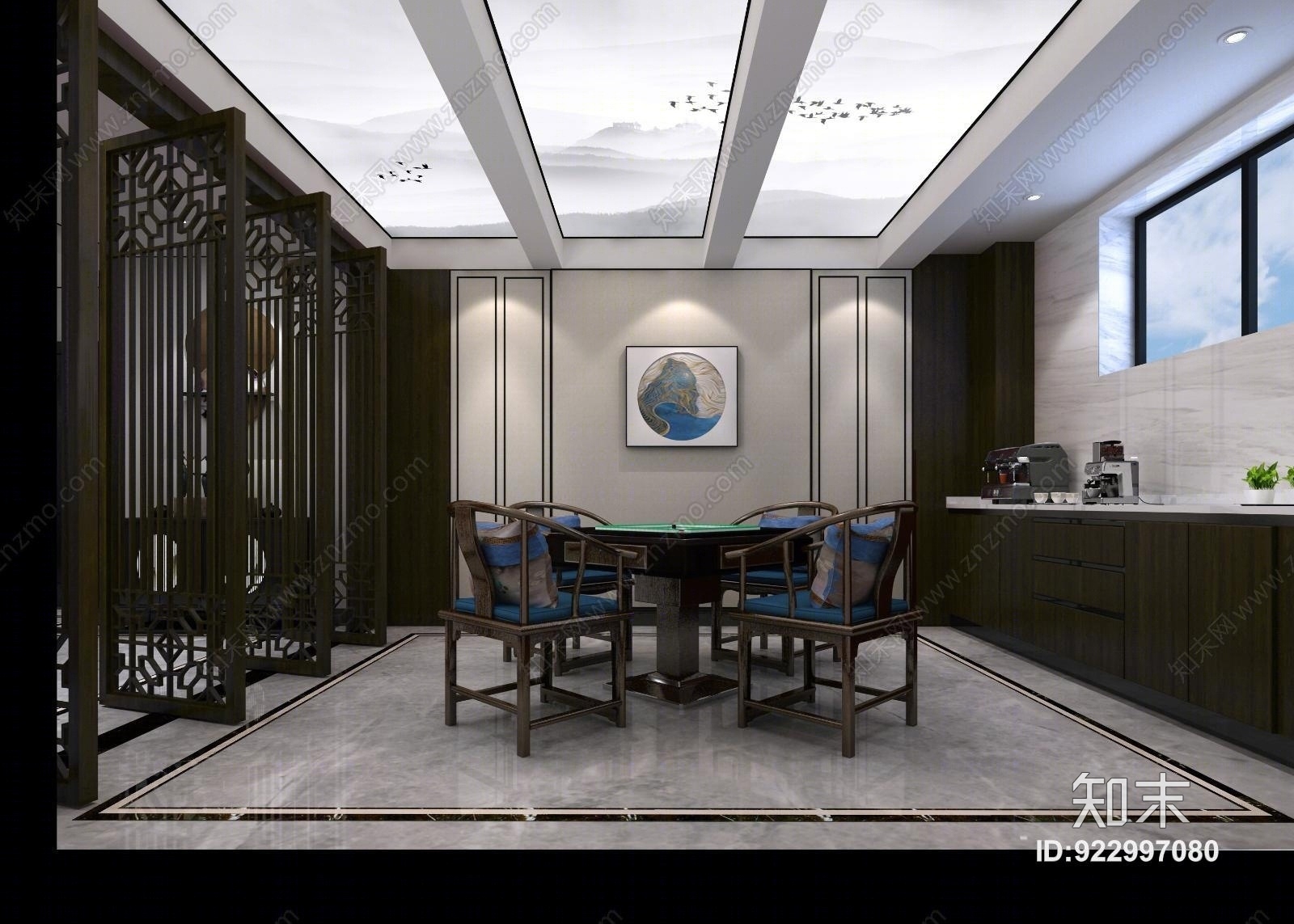 禅意麻将室3D模型下载【ID:922997080】