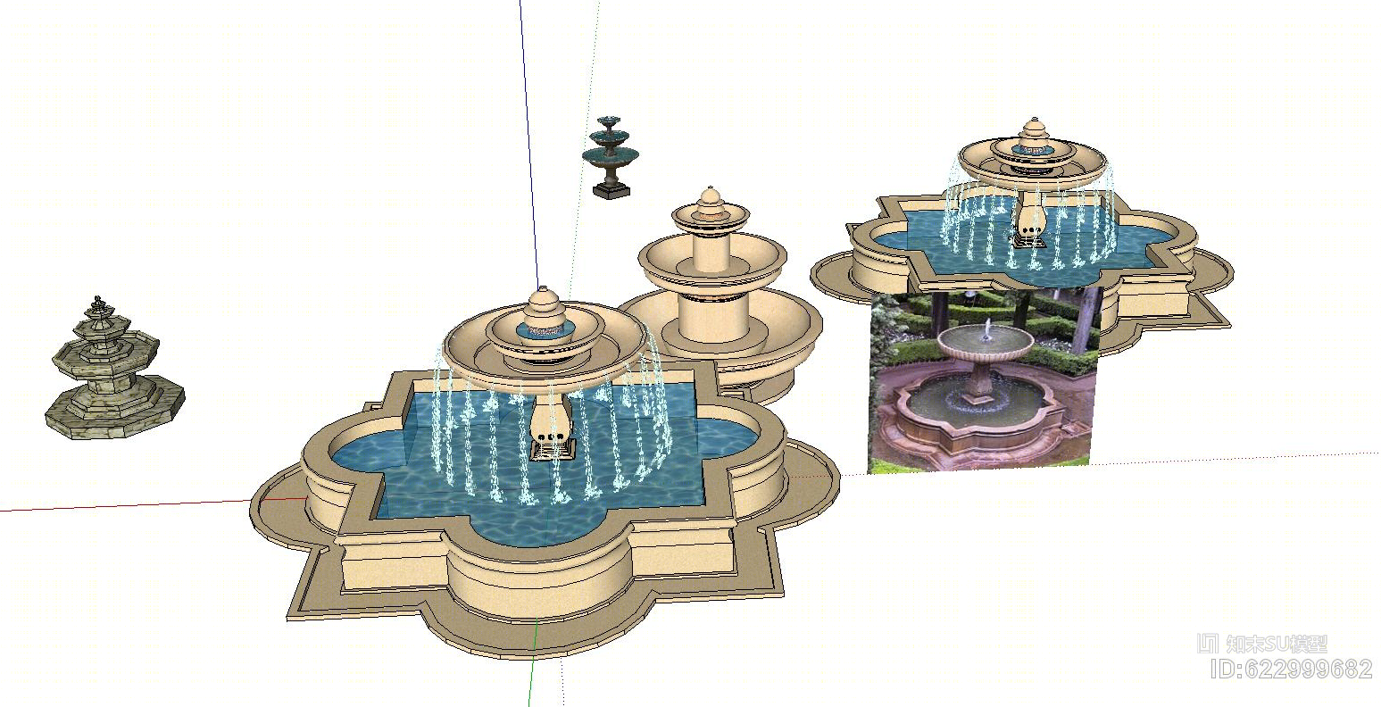 欧式小水景水池合集SU模型下载【ID:622999682】