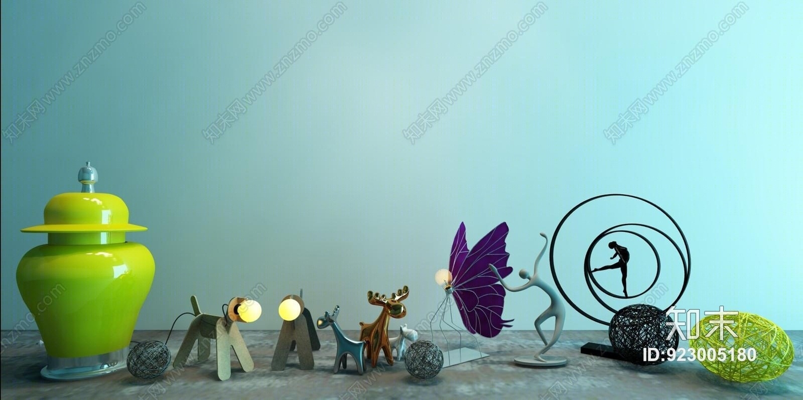 现代小人灯具创意灯小饰品摆件模型组合3D模型下载【ID:923005180】