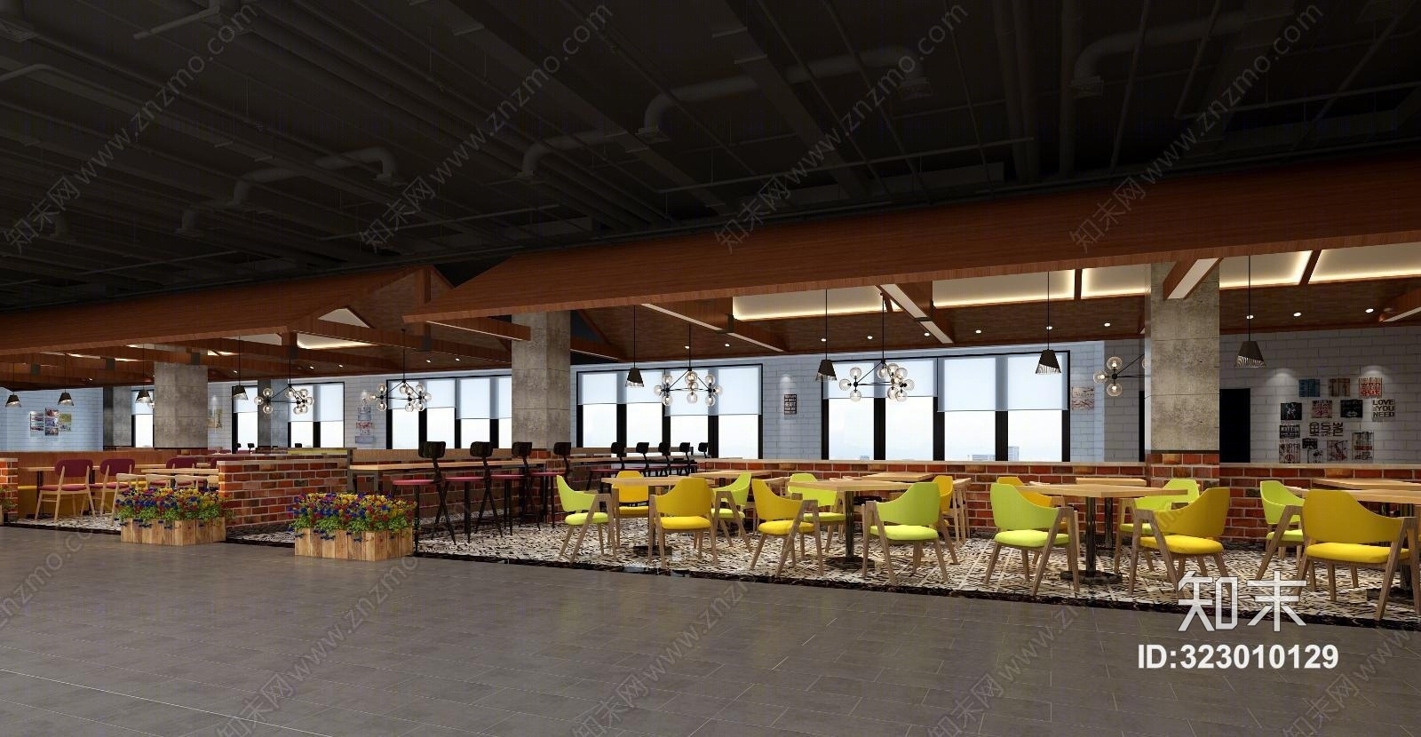 工业风餐厅3D模型下载【ID:323010129】