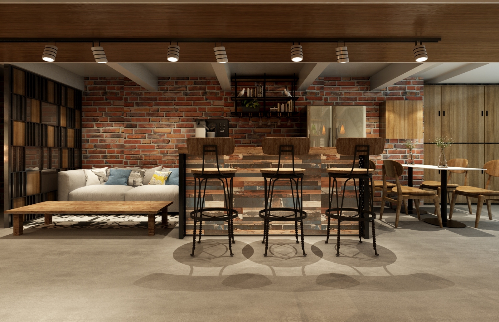 工业风理发店设计3D模型下载【ID:923017777】