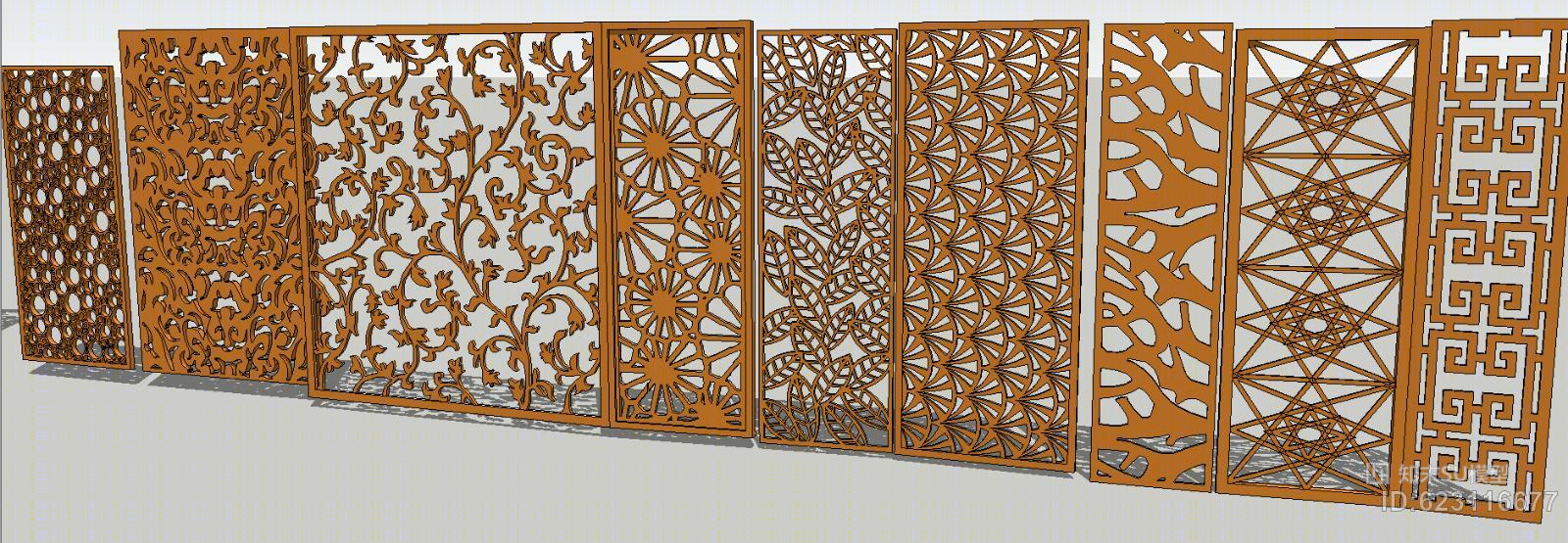 花格栅镂空隔断大全SU模型下载【ID:623116677】