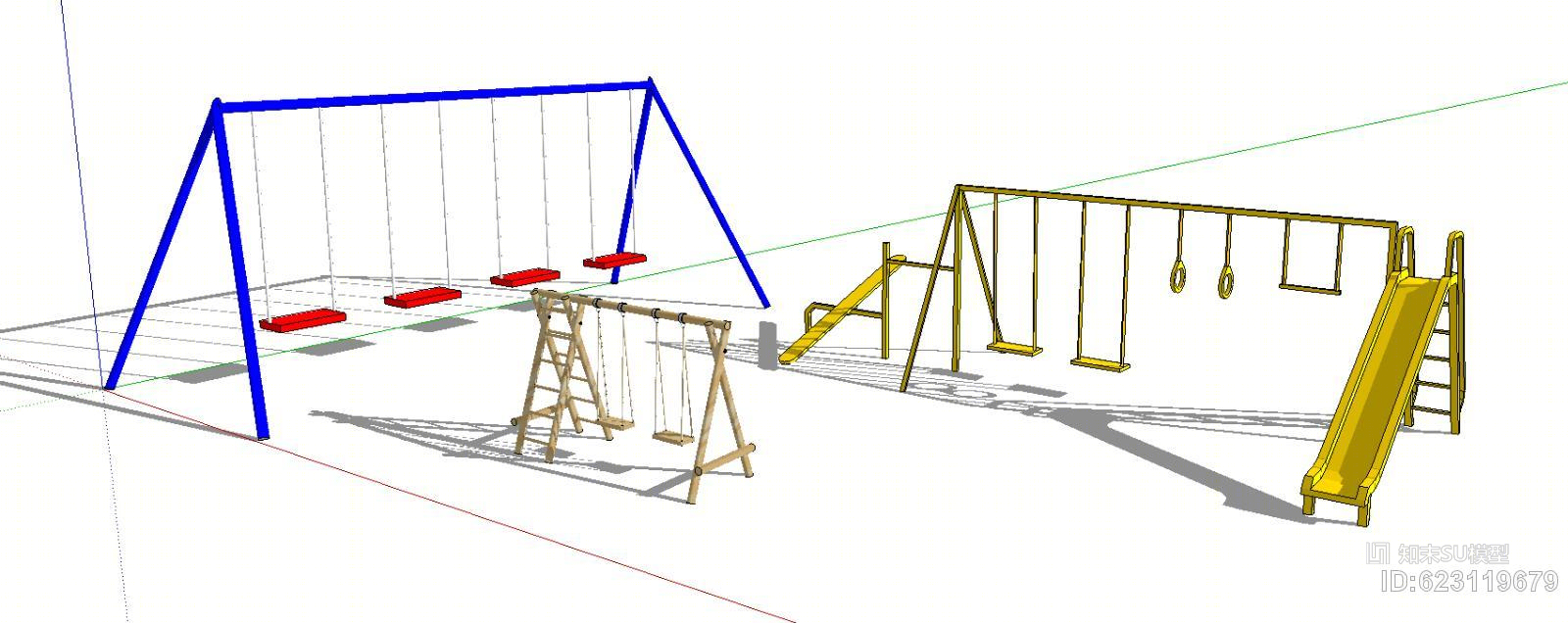 现代户外儿童秋千SU模型下载【ID:623119679】