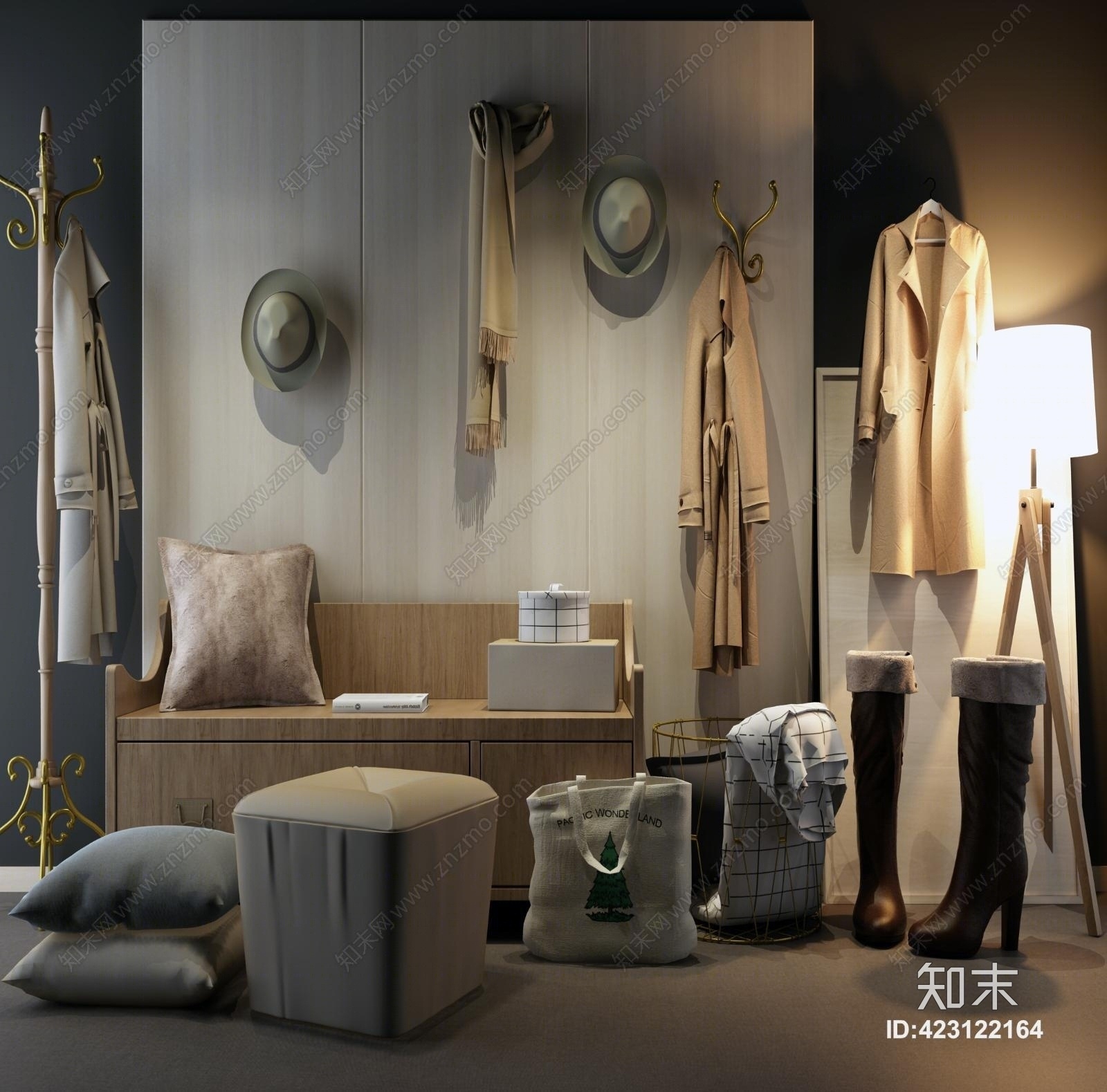 北欧服装展示服装组合灯具3D模型下载【ID:423122164】