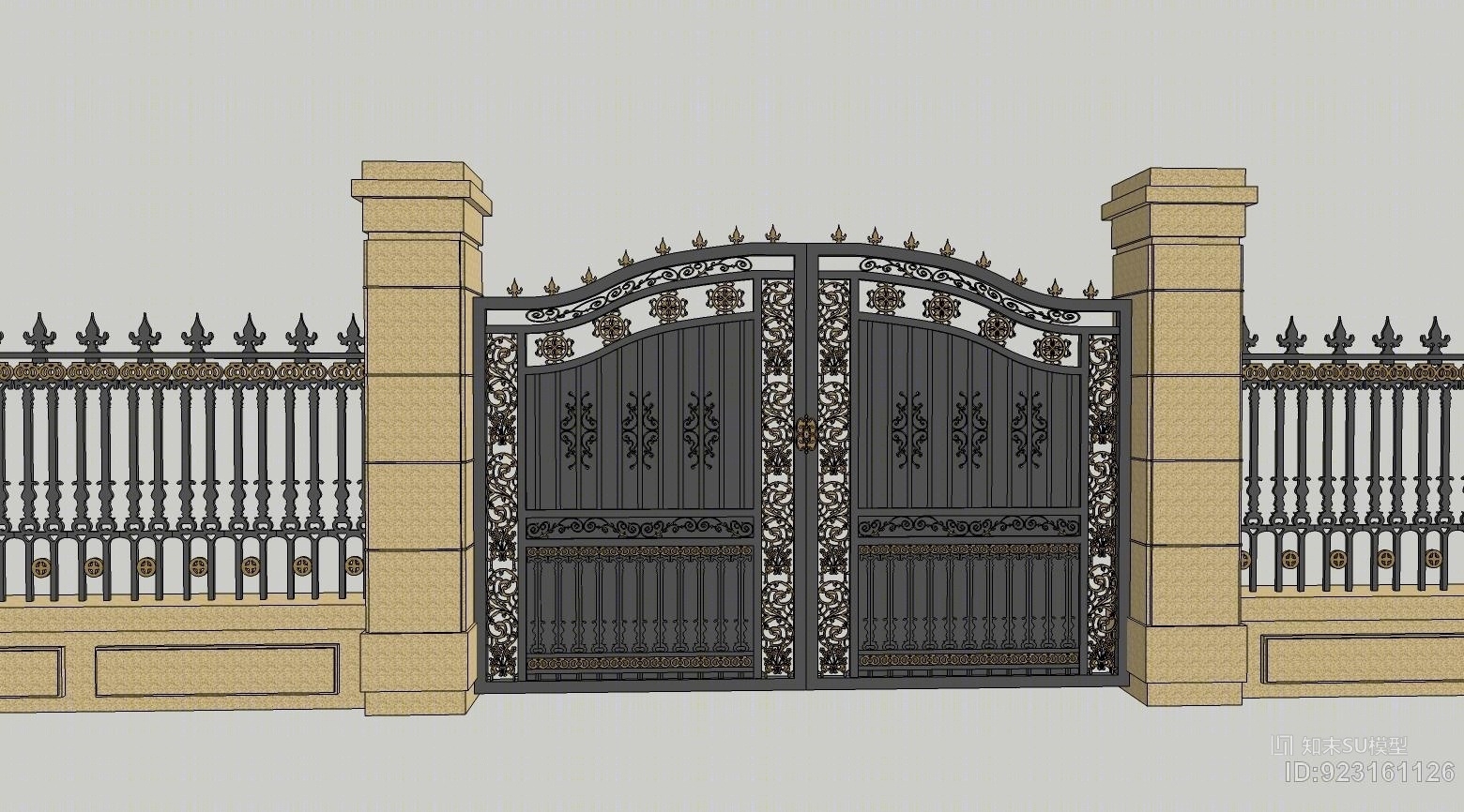 欧式庭院必备大门SU模型下载【ID:923161126】