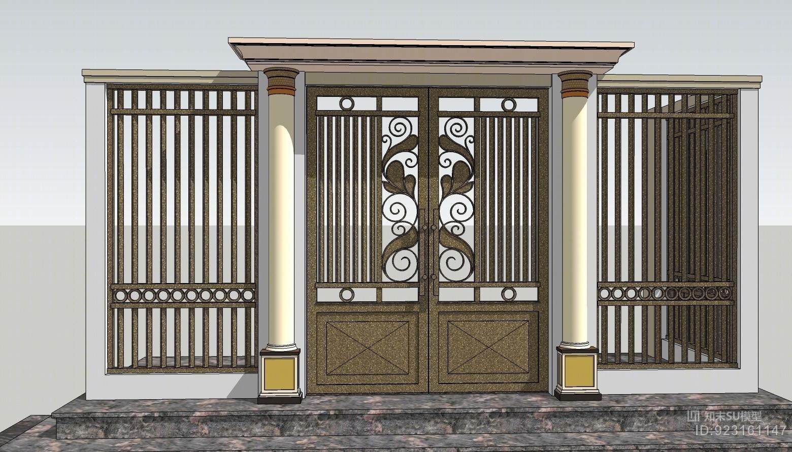 欧式必备铁艺大门SU模型下载【ID:923161147】
