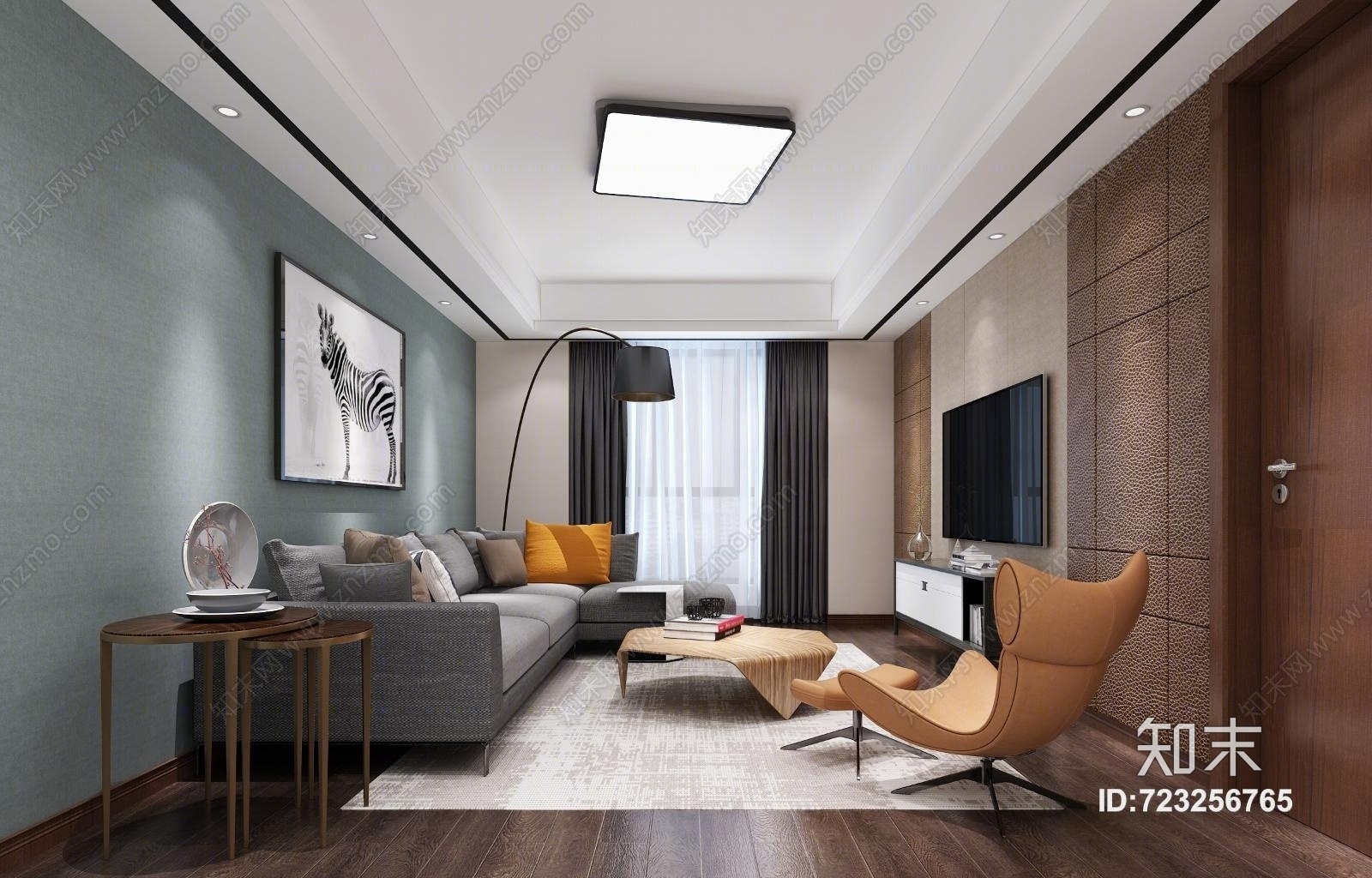 现代家具客厅3D模型下载【ID:723256765】